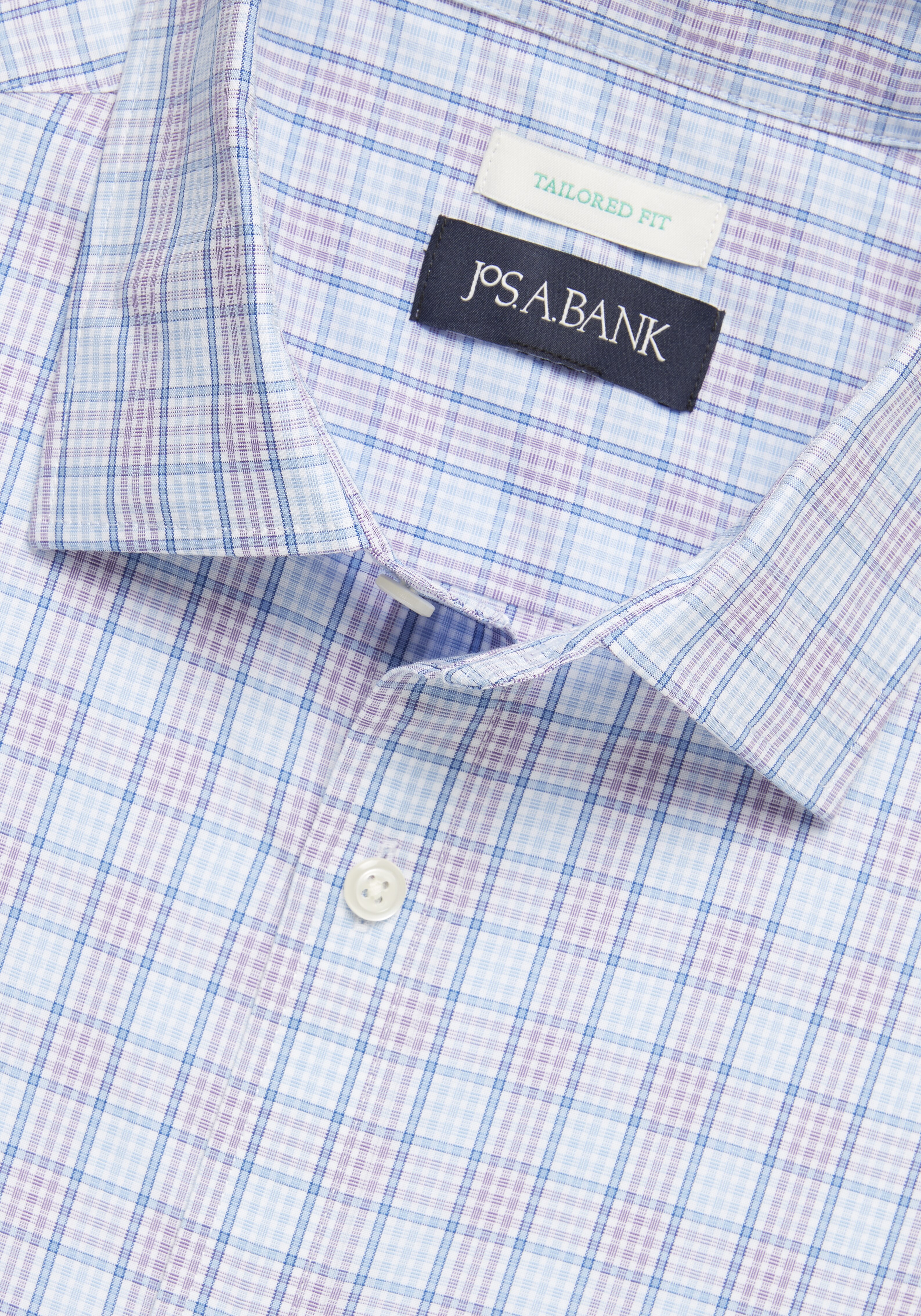 Jos. A. Bank Comfort Stretch Tailored Fit Plaid Short Sleeve Sportshirt - Big & Tall