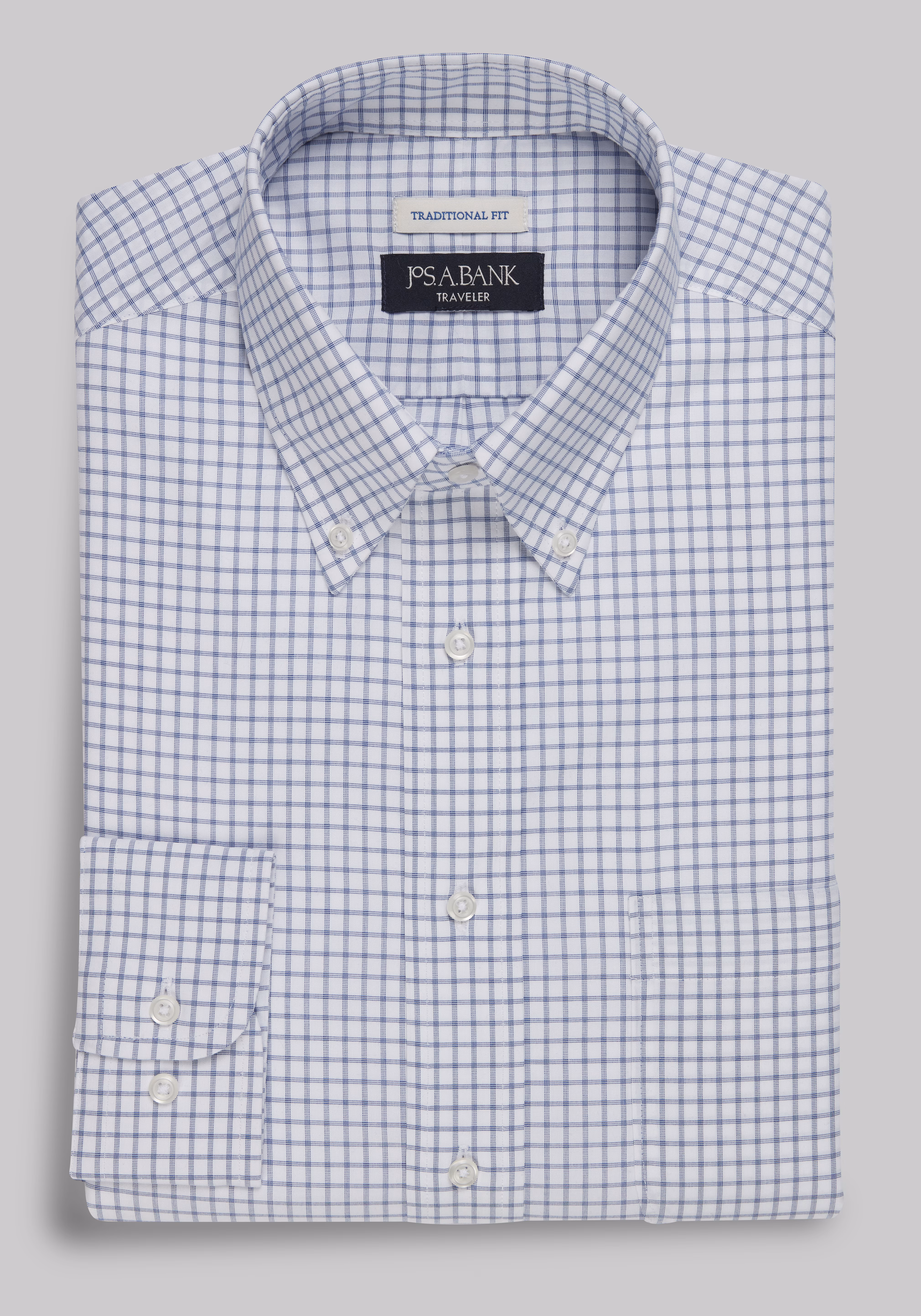 Traveler Collection Traditional Fit Check Dress Shirt - Big & Tall