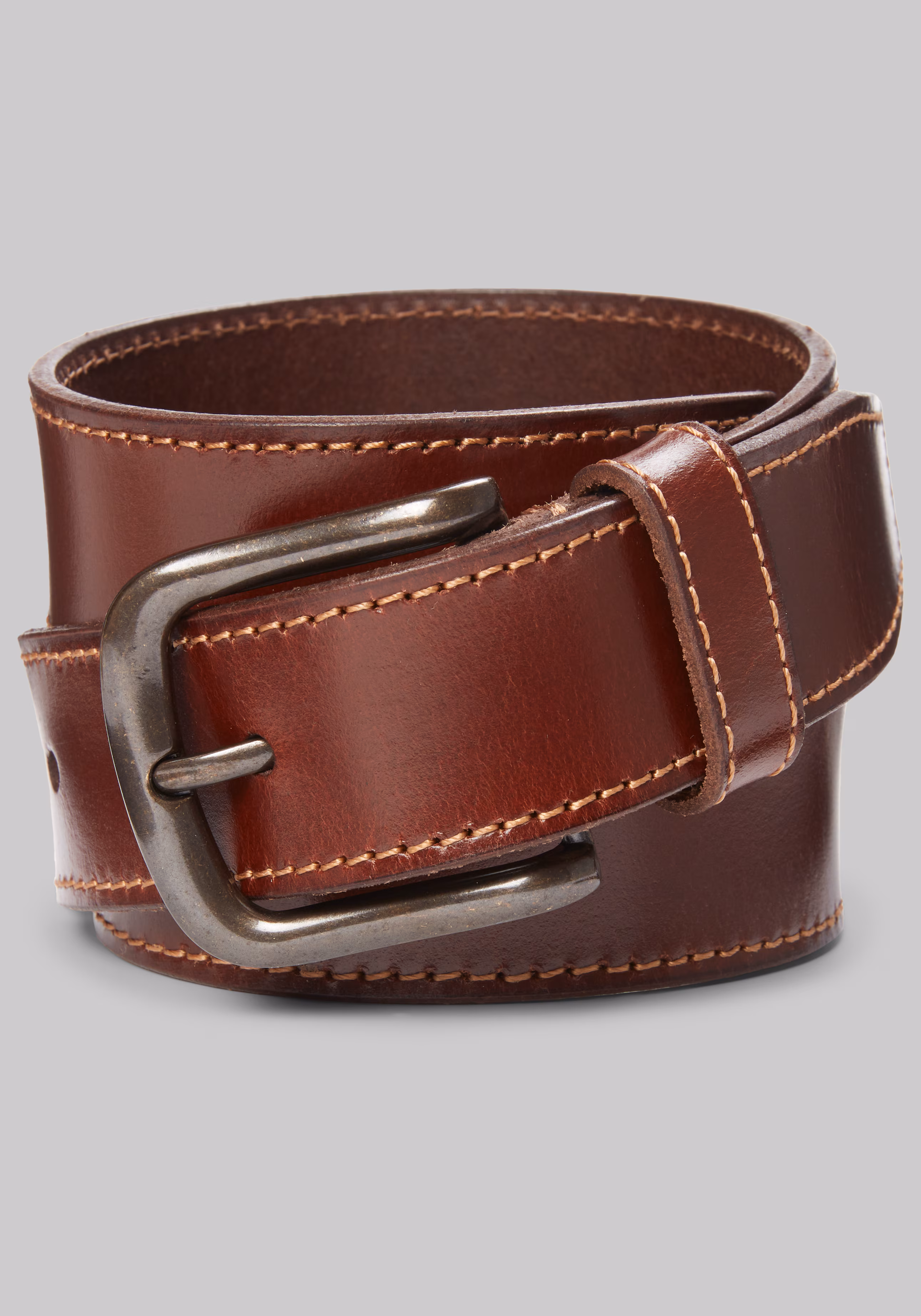 Johnston & Murphy Topstitched Leather Belt