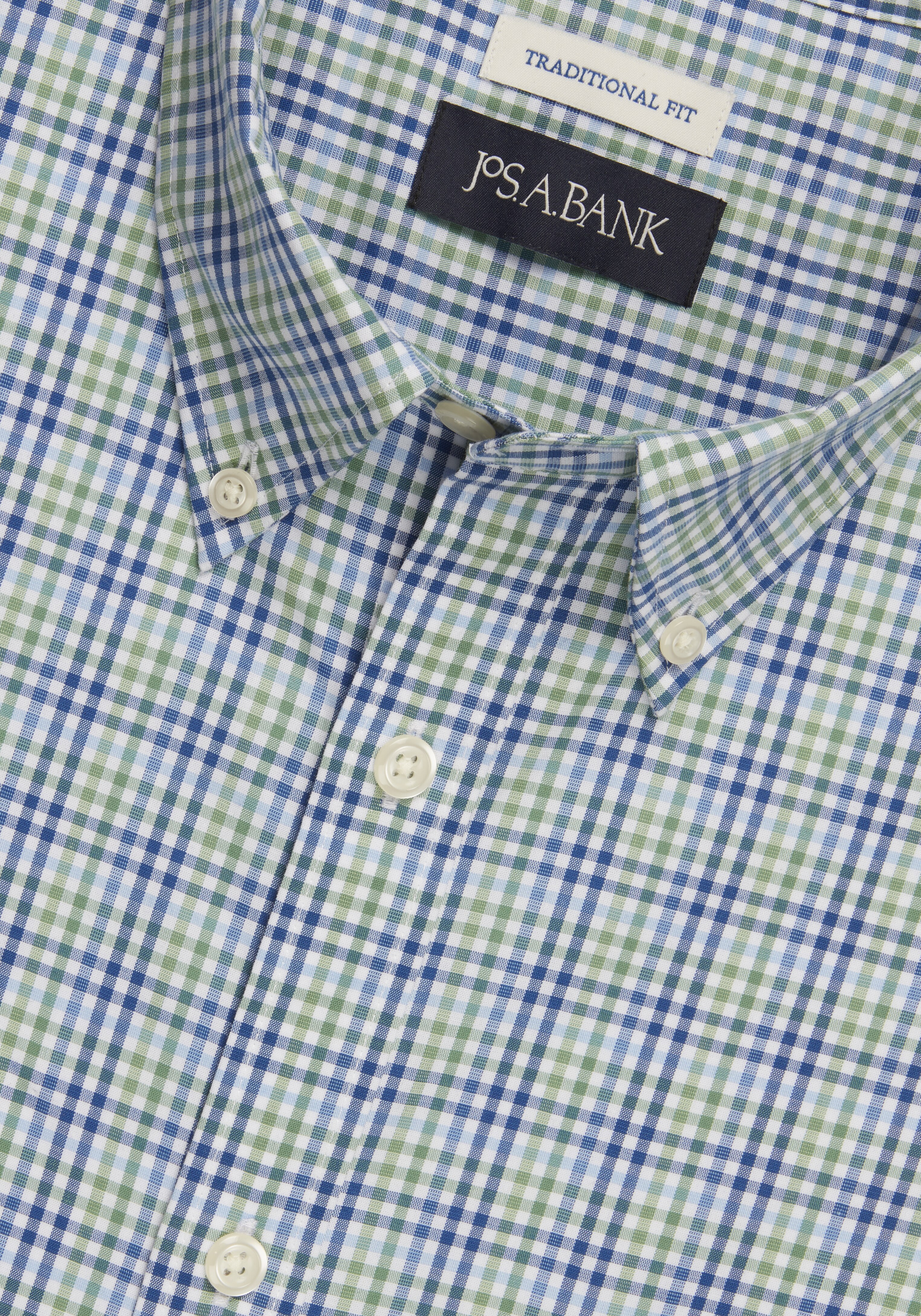 Jos. A. Bank Traditional Fit Comfort Stretch Check Short Sleeve Sportshirt
