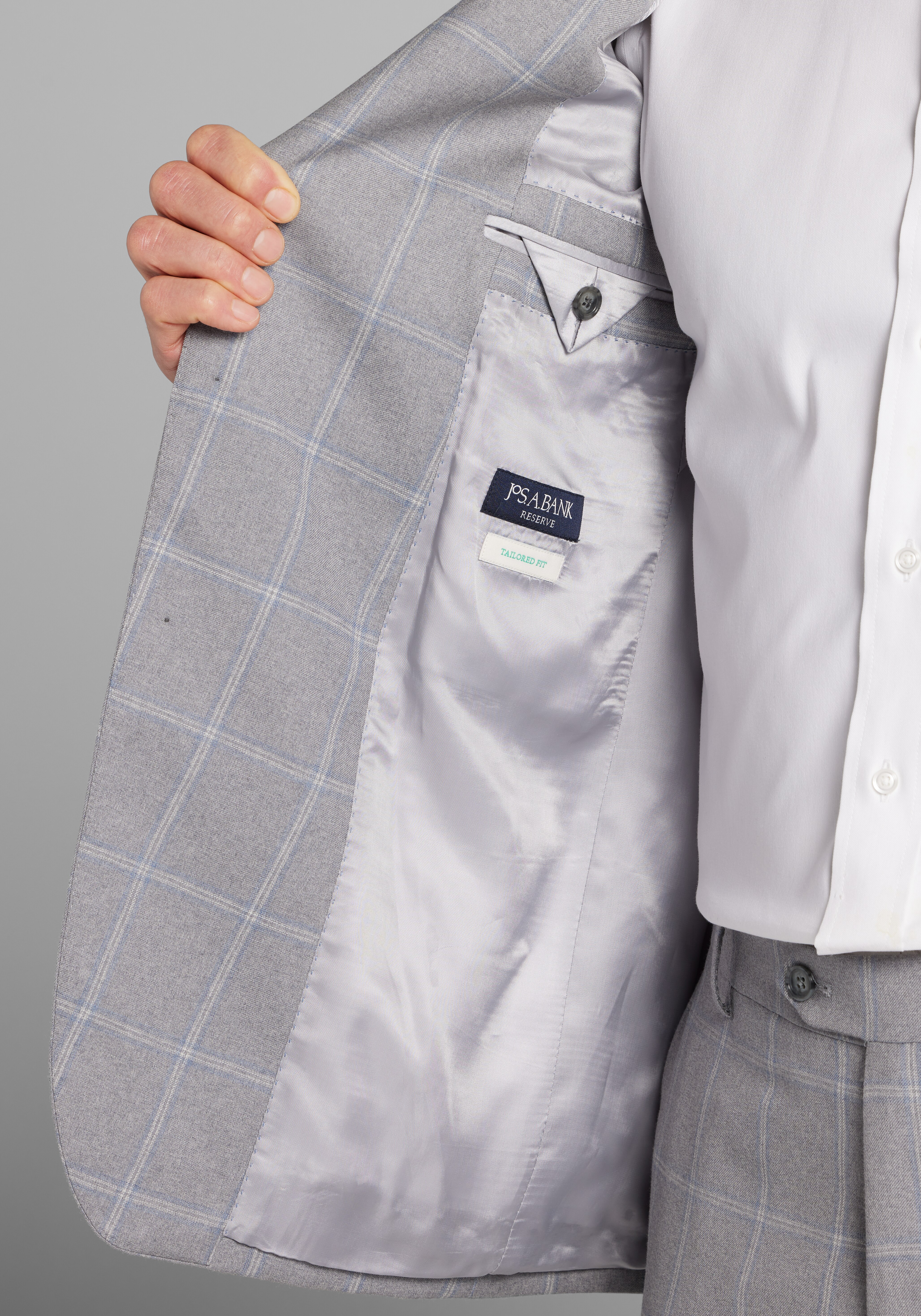 Reserve Collection Tailored Fit Windowpane Suit - Big & Tall