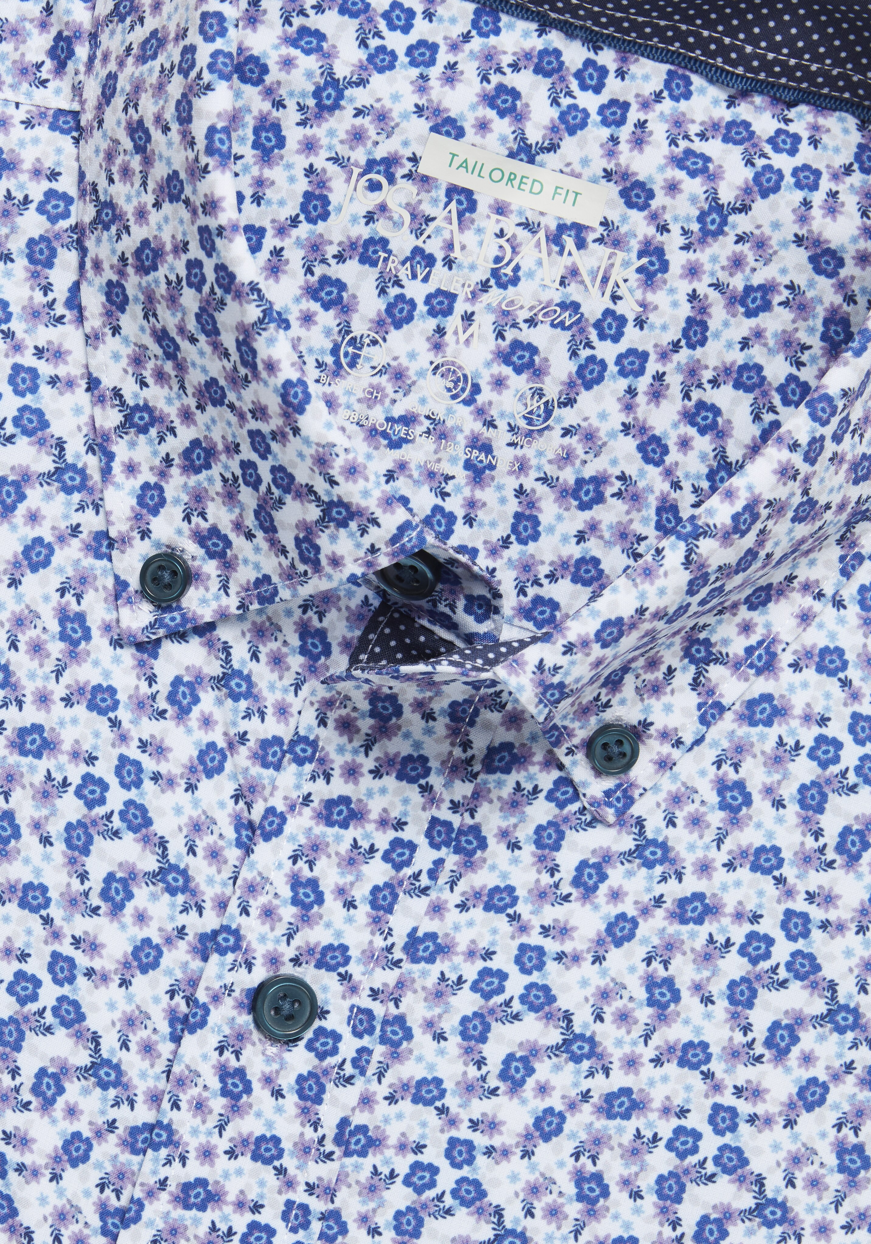 Traveler Motion Tailored Fit 4-Way Stretch Floral Short-Sleeve Sportshirt - Big & Tall