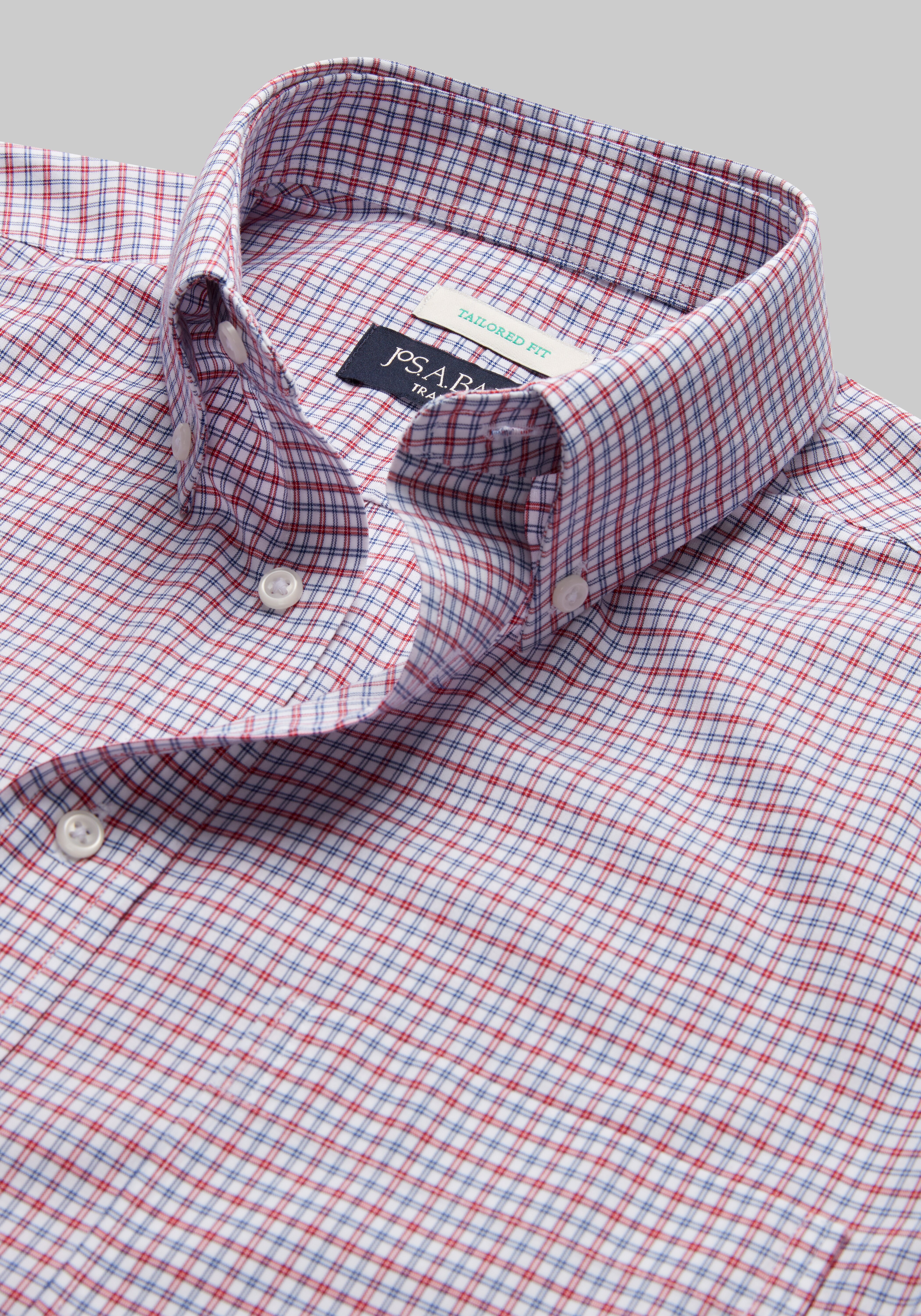 Traveler Collection Tailored Fit Button-Down Collar Plaid Dress Shirt