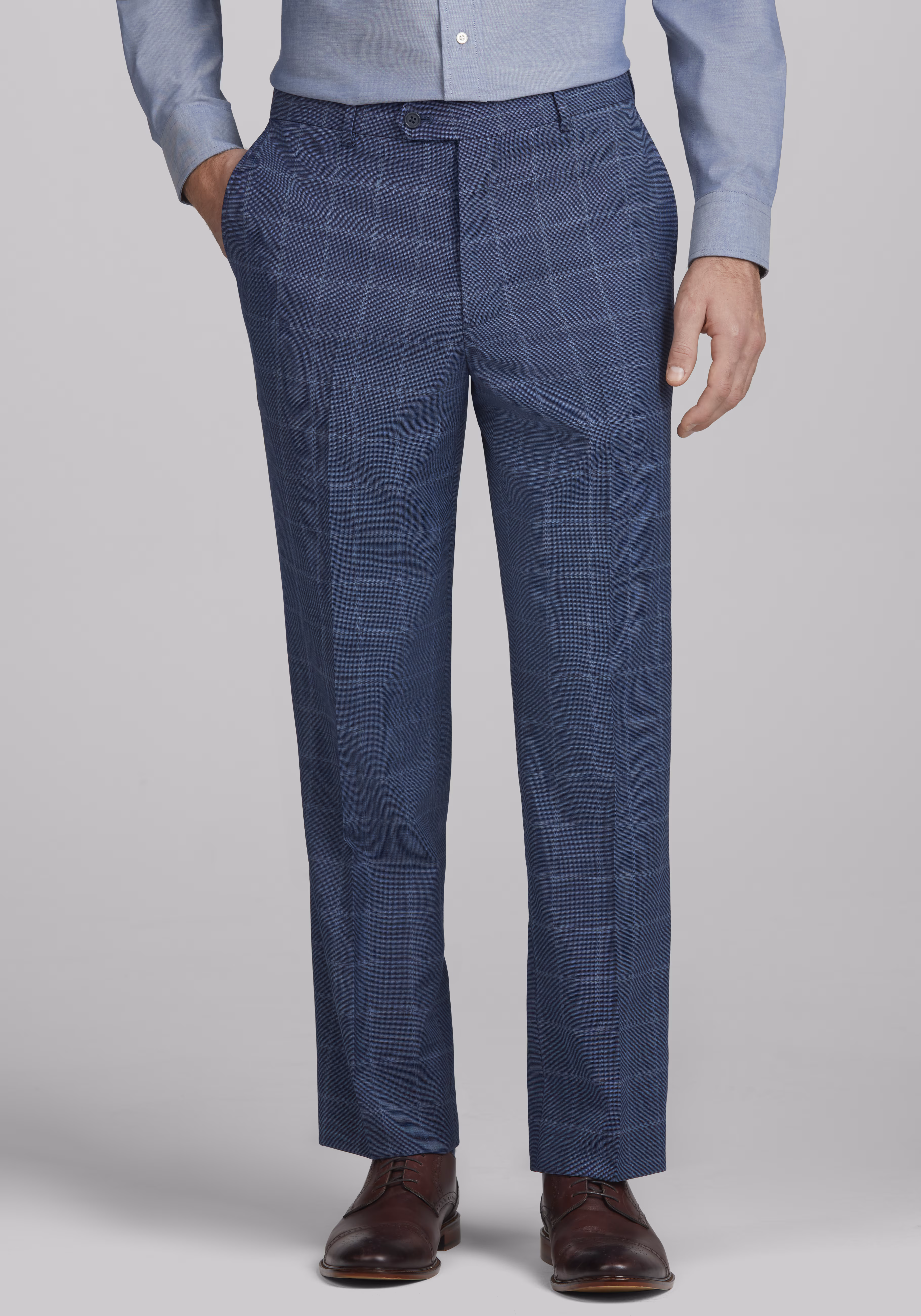 Jos. A. Bank Tailored Fit Wool Blend Windowpane Plaid Suit Separate Pants - Big & Tall
