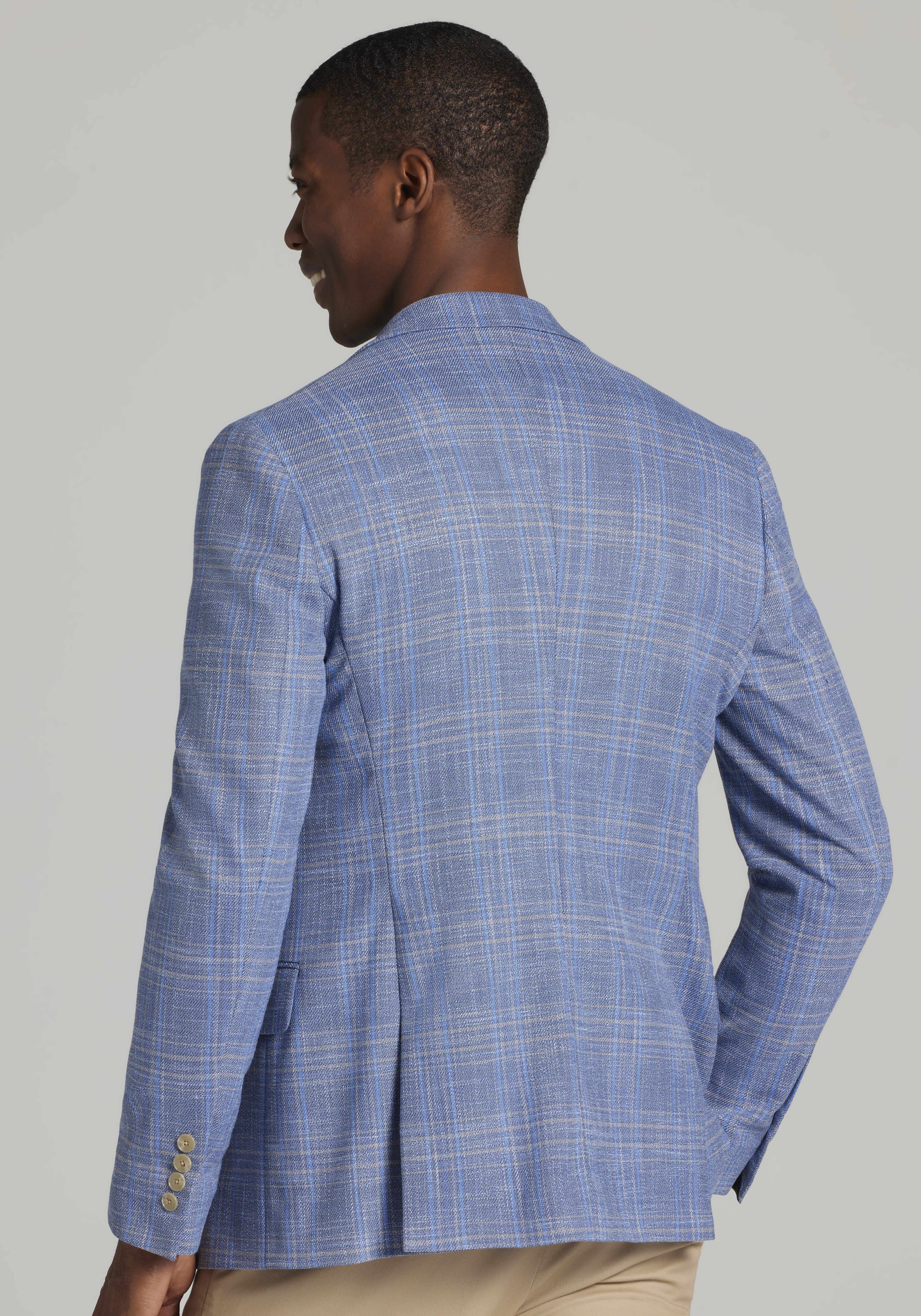 Jos. A. Bank Tailored Fit Plaid Comfort Fit Stretch Sportcoat