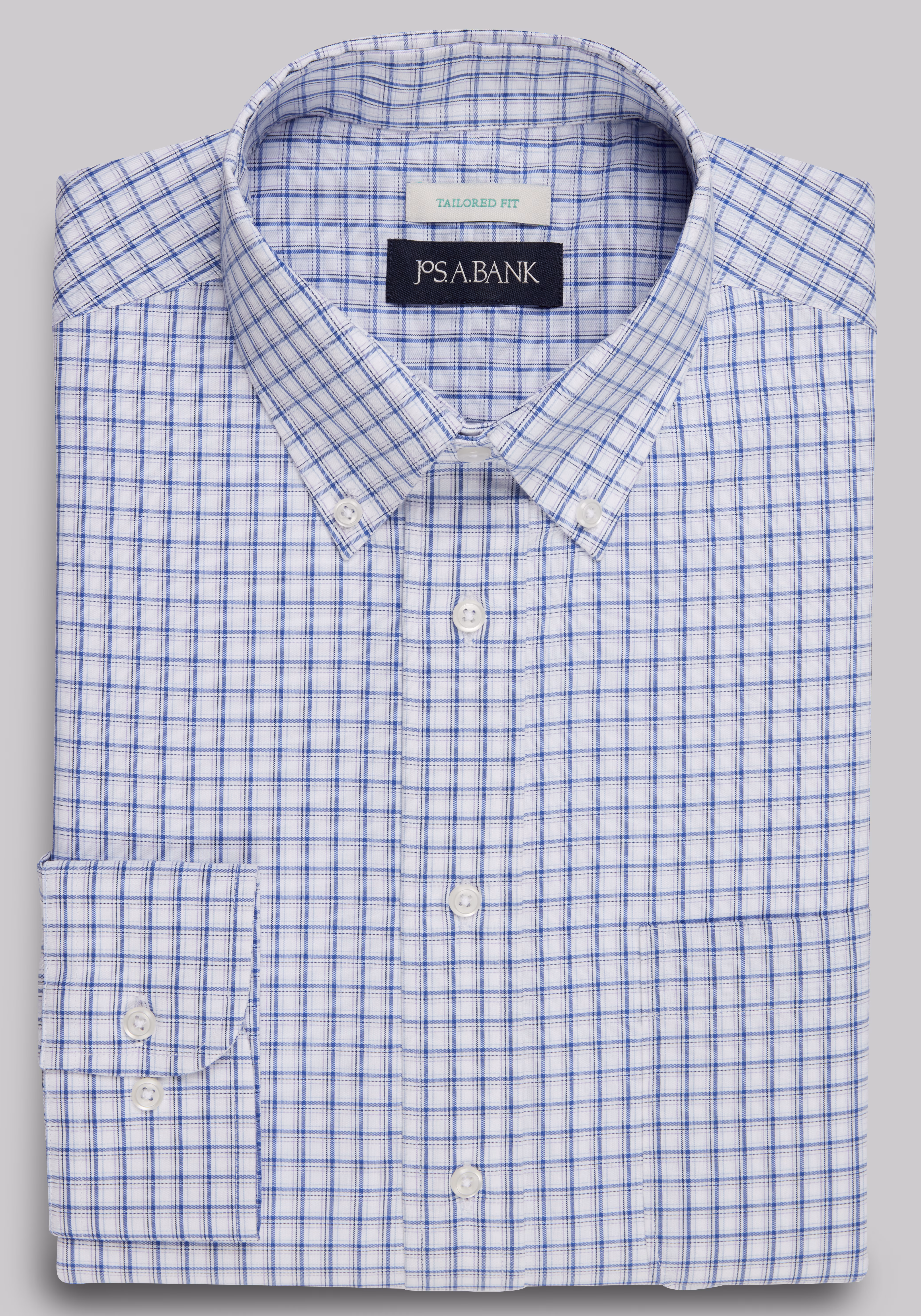 Jos. A. Bank Tailored Fit Button-Down Collar Check Dress Shirt