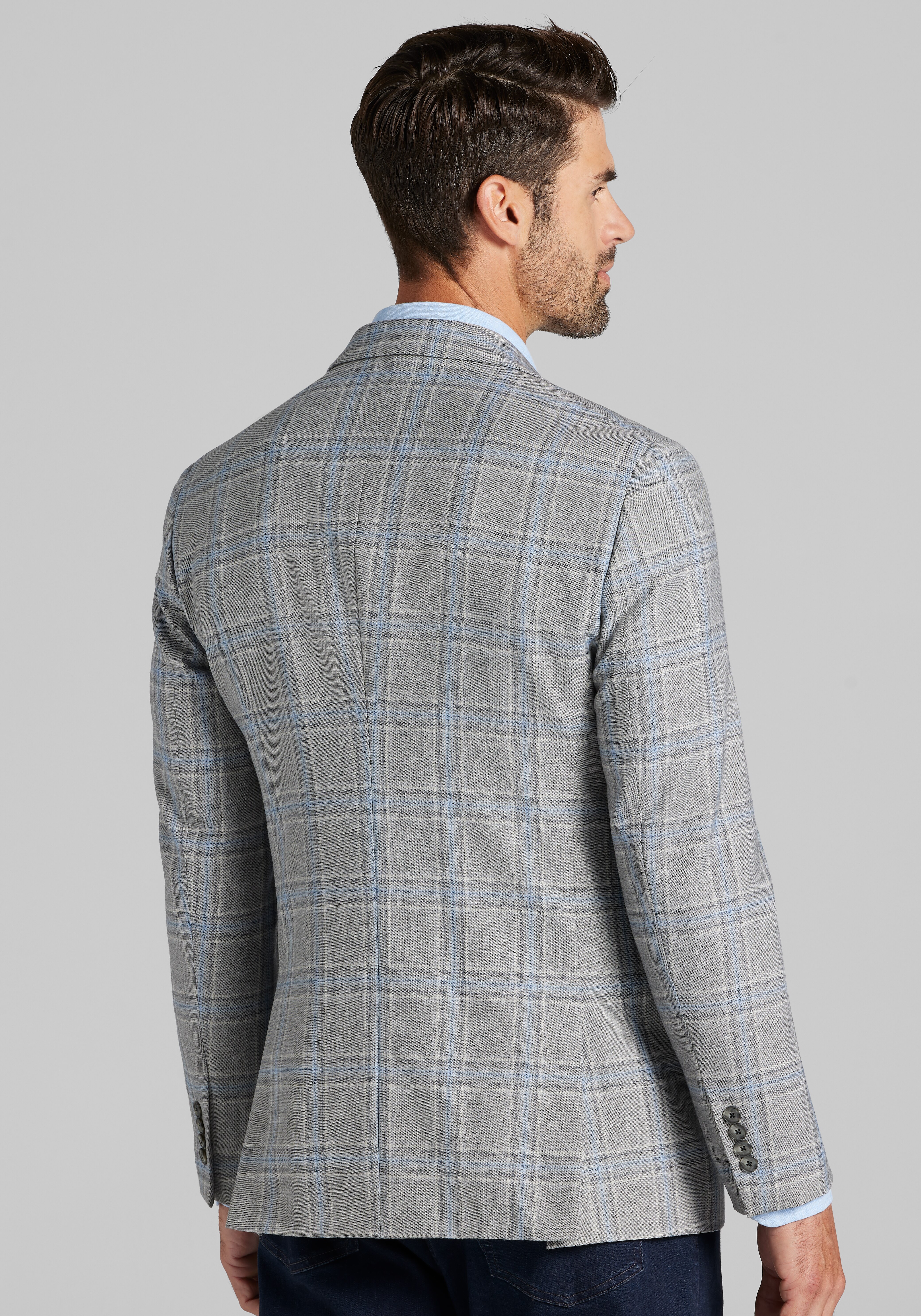 Jos. A. Bank Tailored Fit Comfort Stretch Plaid Sportcoat