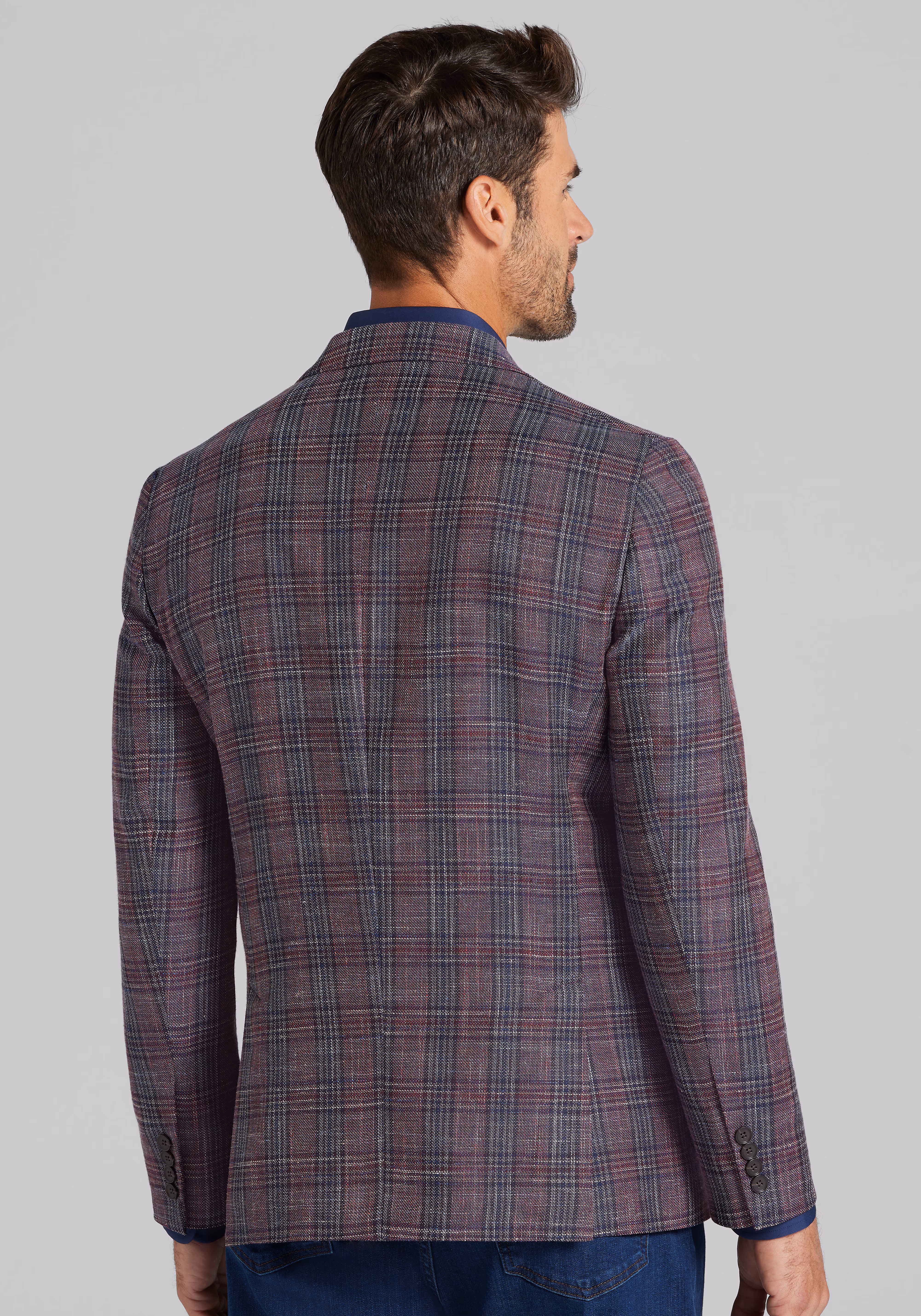 Reserve Collection Tailored Fit Wool-Cotton Blend Plaid Sport Coat