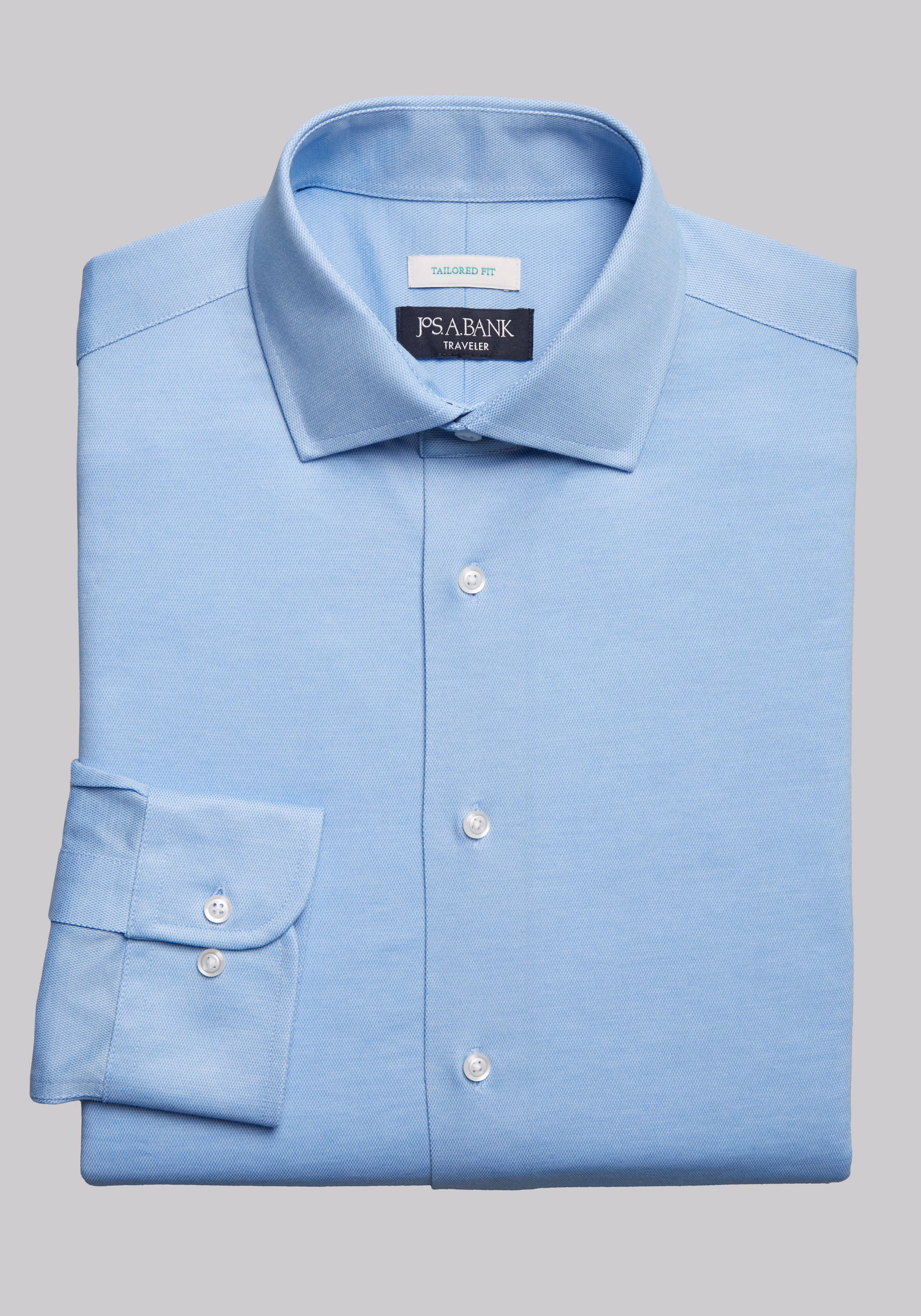 Traveler Collection Tailored Fit Spread Collar Coolmax Knit Solid Dress Shirt