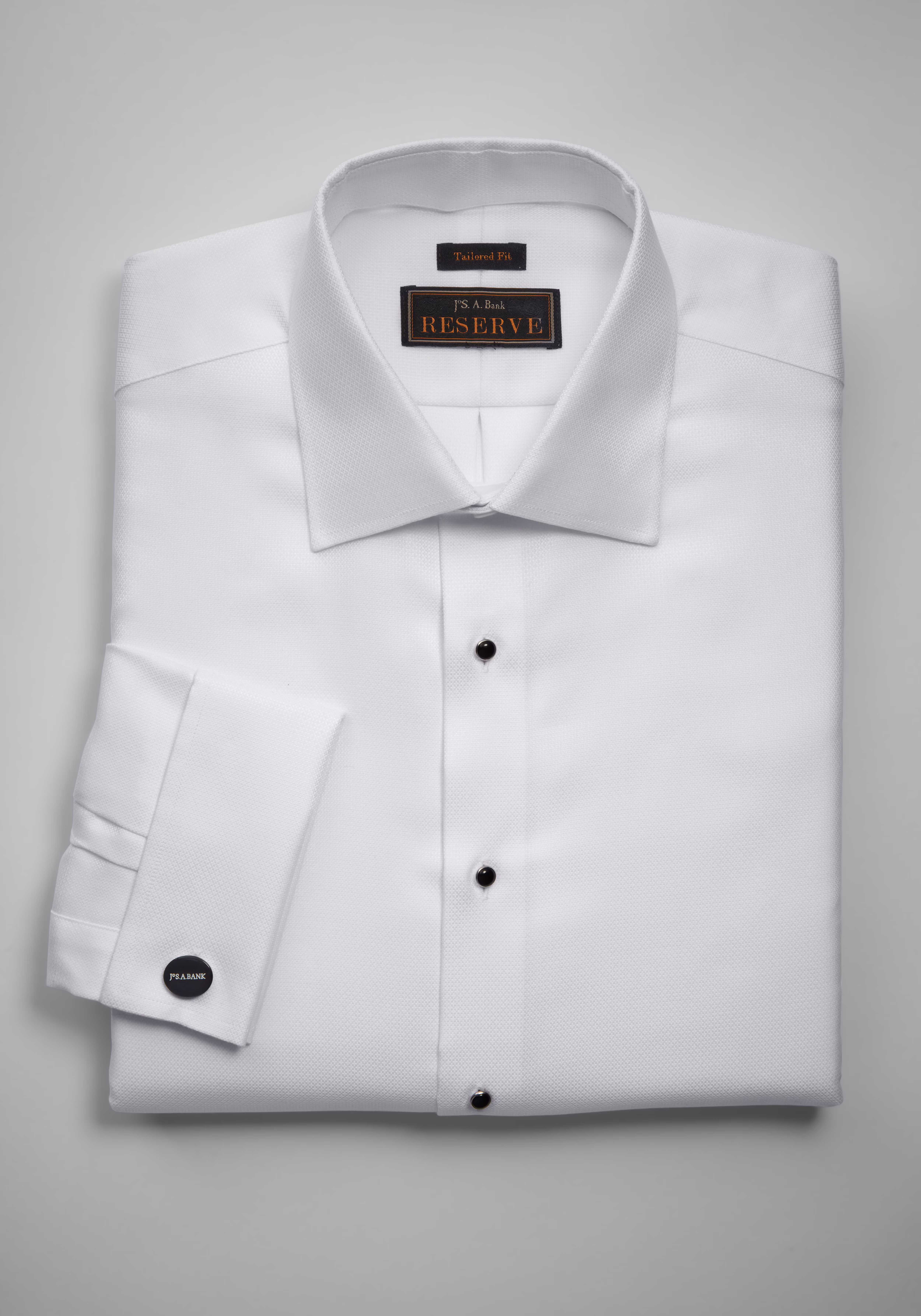 Reserve Collection Tailored Fit Spread Collar French Cuff Formal Solid Dress Shirt