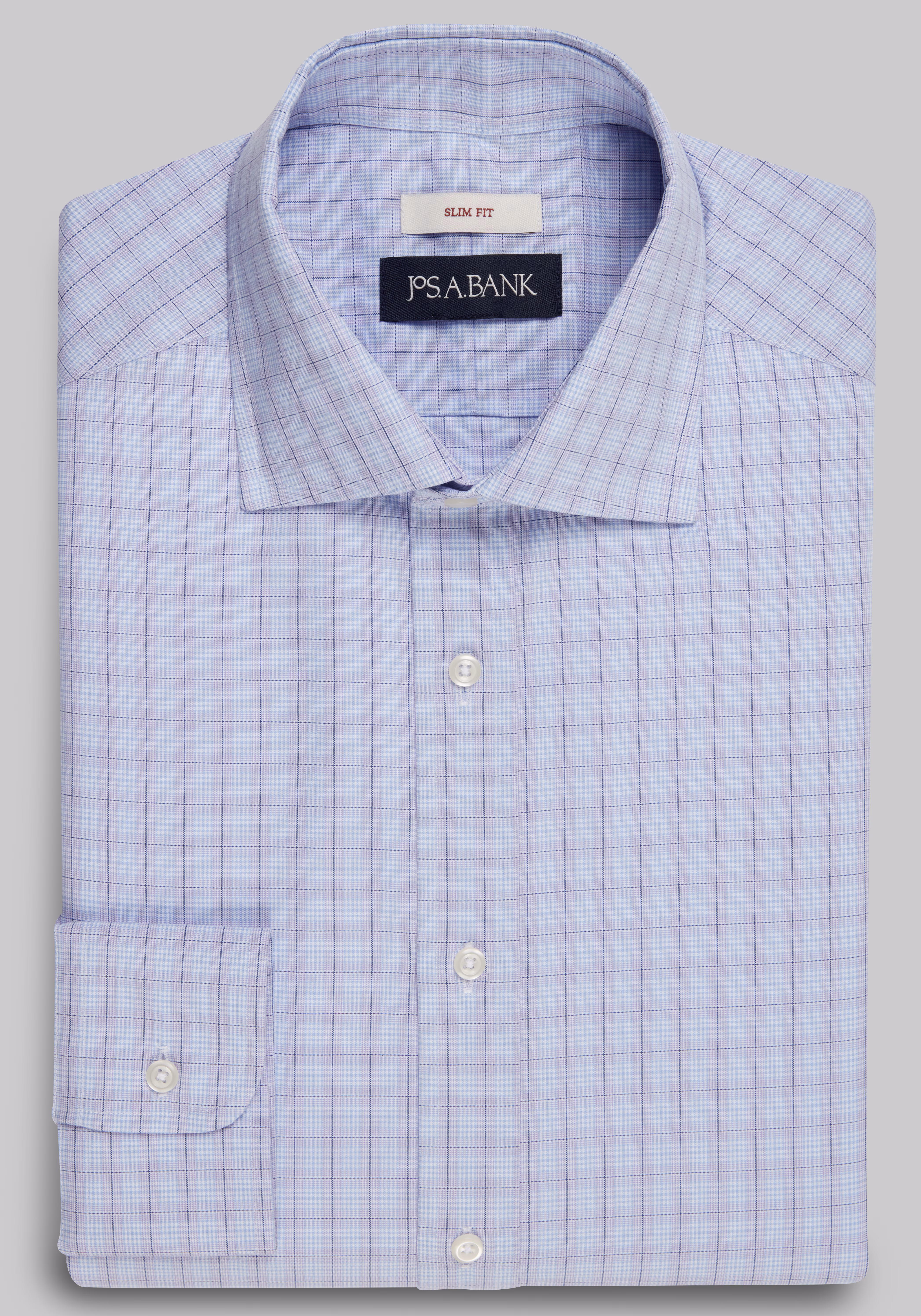 Jos. A. Bank Slim Fit Spread Collar Plaid Dress Shirt
