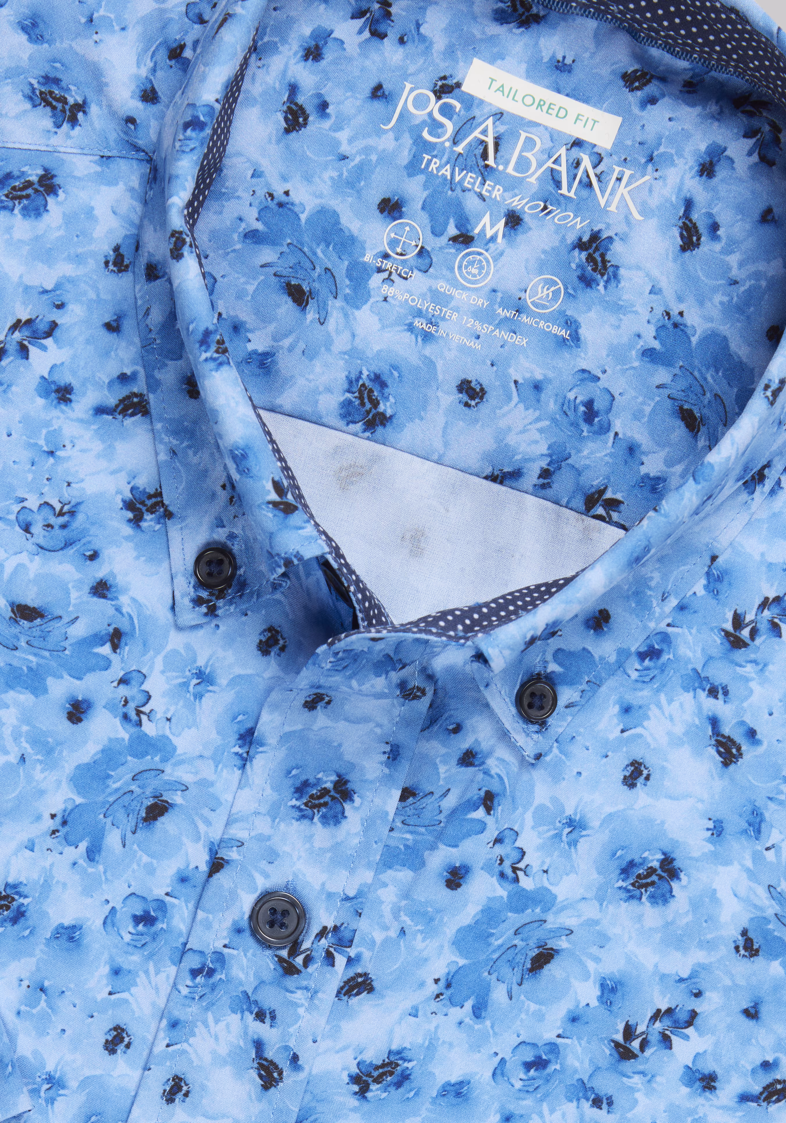 Traveler Motion Tailored Fit Floral 4-Way Stretch Short Sleeve Sportshirt - Big & Tall