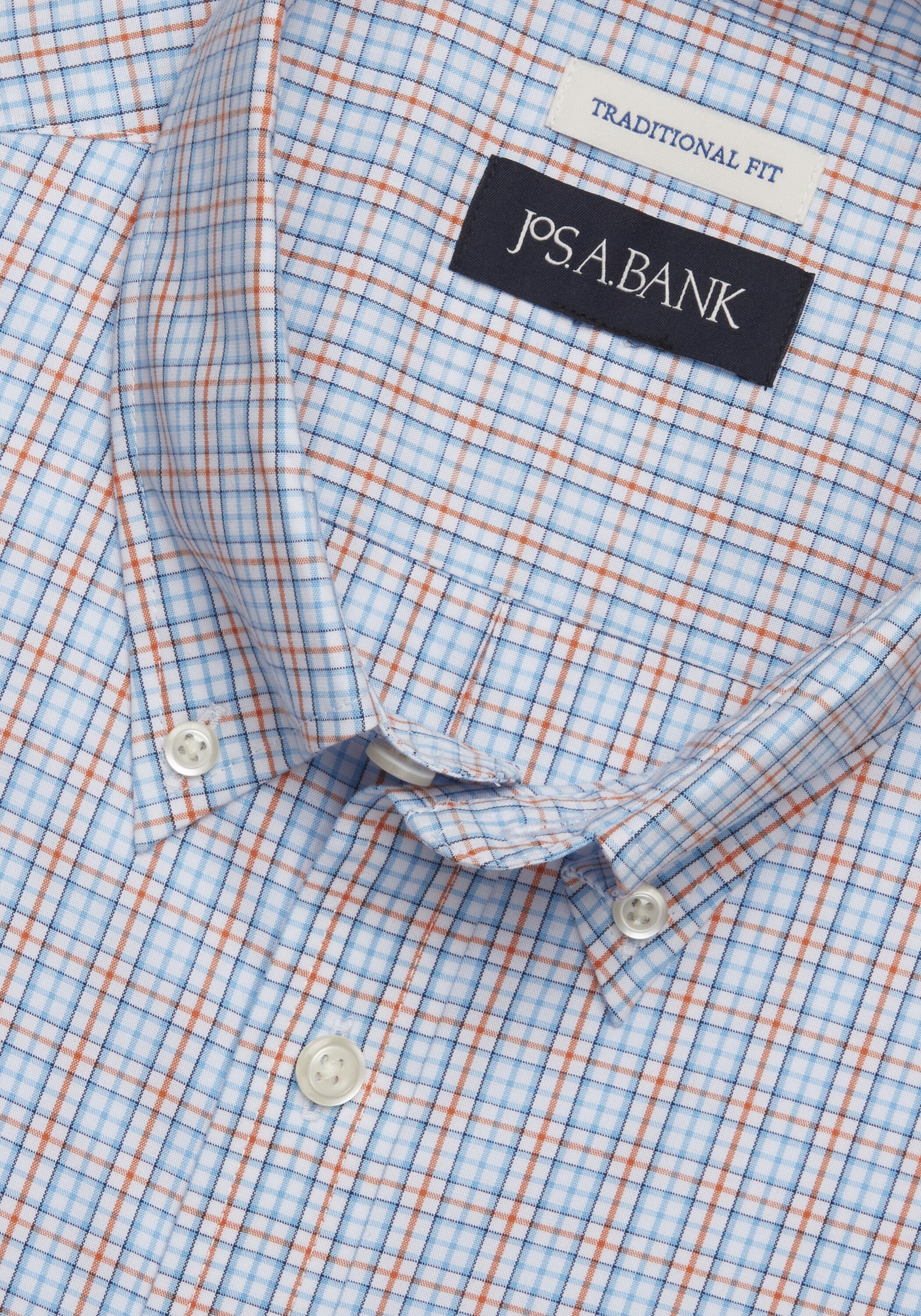 Jos. A. Bank Comfort Stretch Traditional Fit Plaid Long Sleeve Sportshirt - Big & Tall