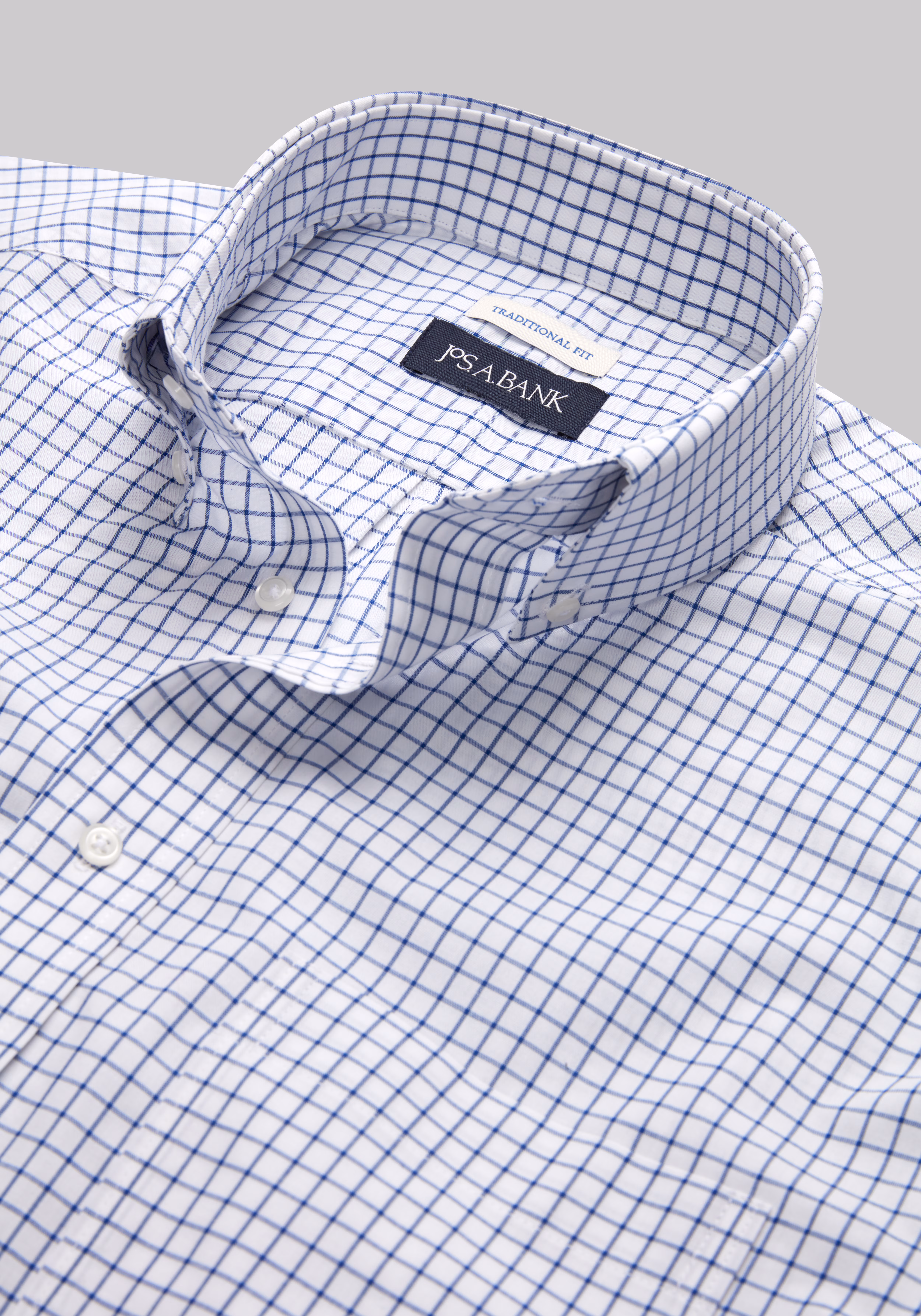 Jos. A. Bank Traditional Fit Windowpane Plaid Dress Shirt - Big & Tall