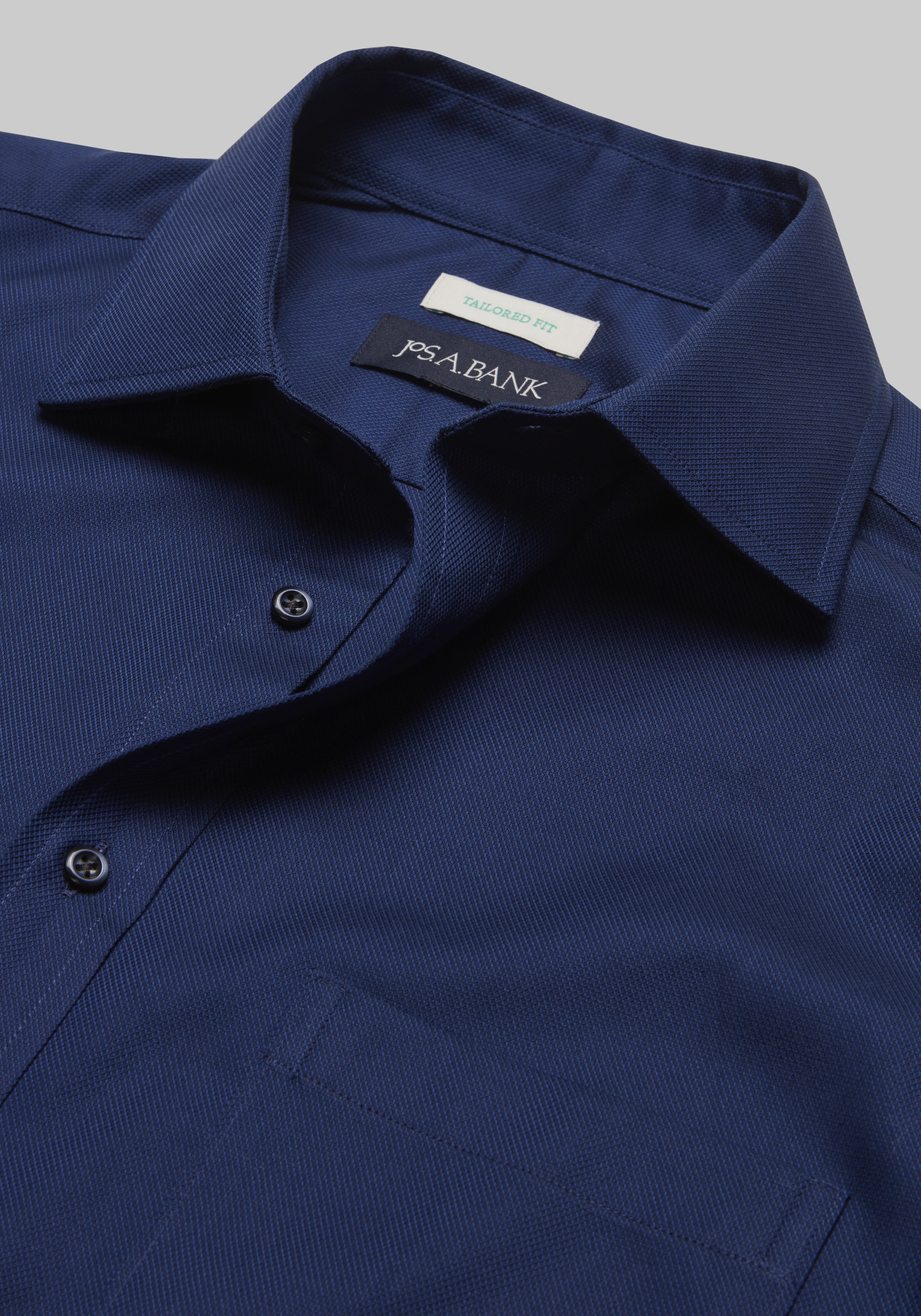 Jos. A. Bank Tailored Fit Spread Collar Textured Solid Dress Shirt
