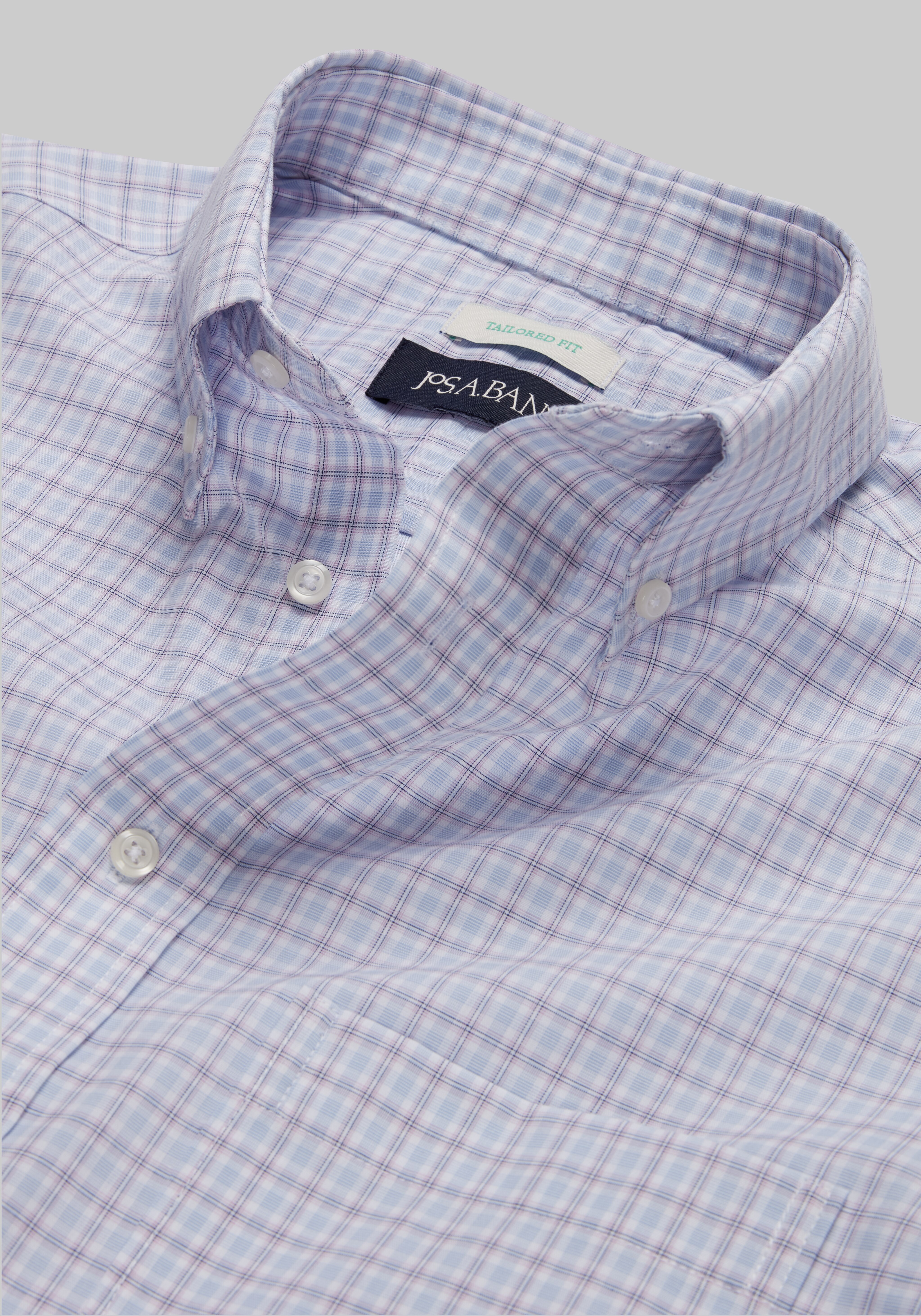 Jos. A. Bank Tailored Fit Button-Down Collar Plaid Dress Shirt