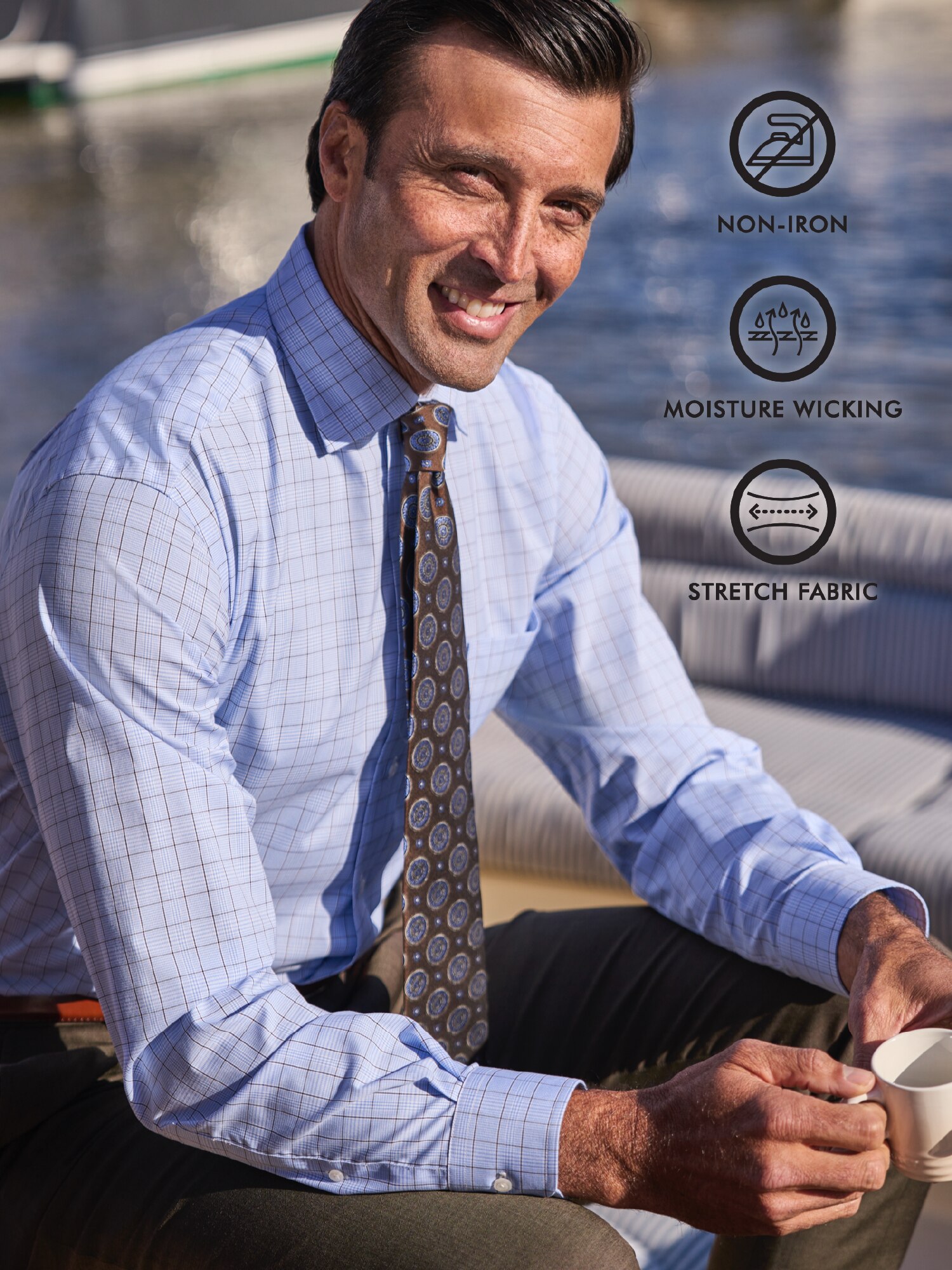 Traveler Collection Traditional Fit Button-Down Collar Check Dress Shirt - Big & Tall CLEARANCE