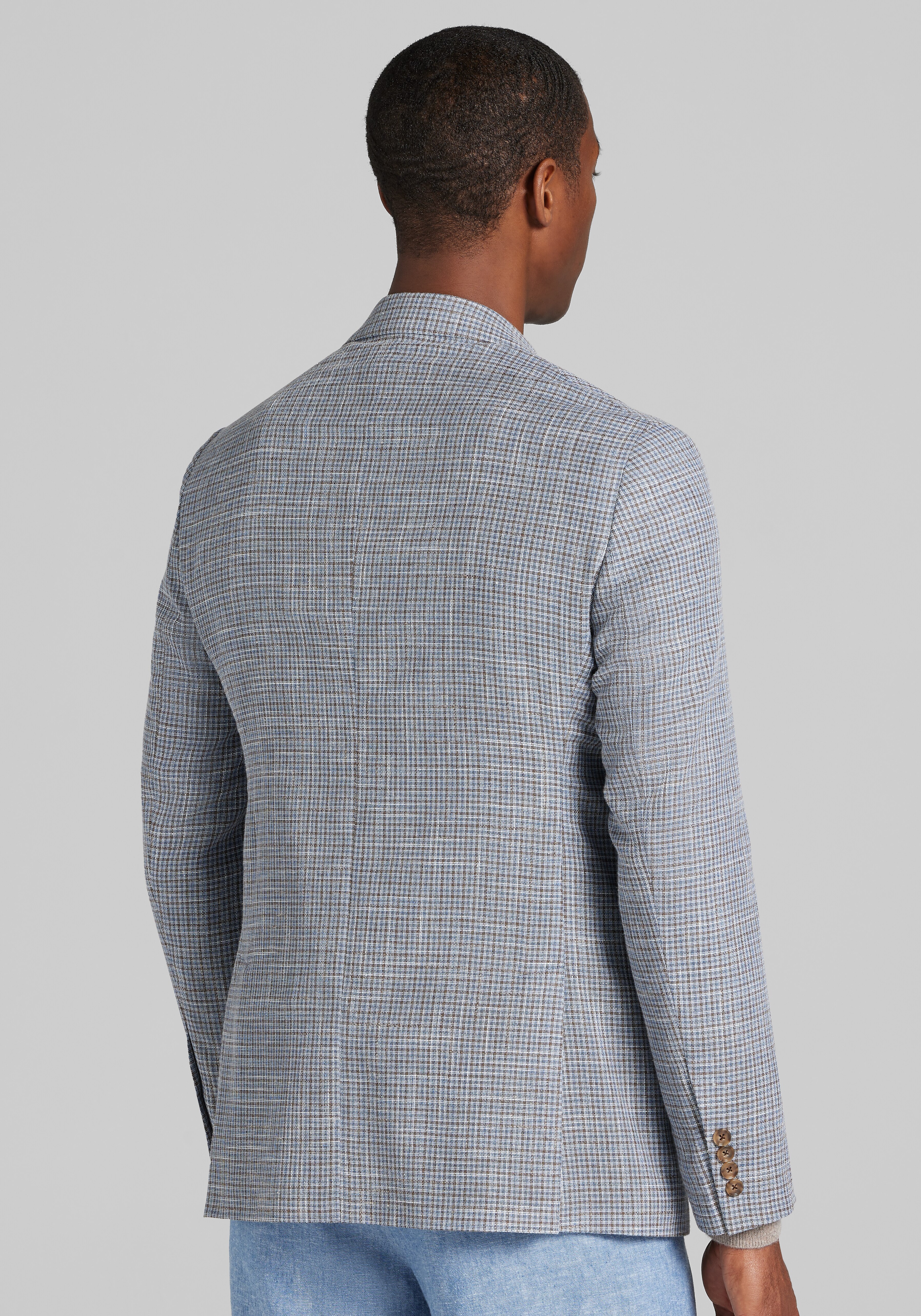 Reserve Collection Tailored Fit Wool-Cotton Blend Check Sportcoat