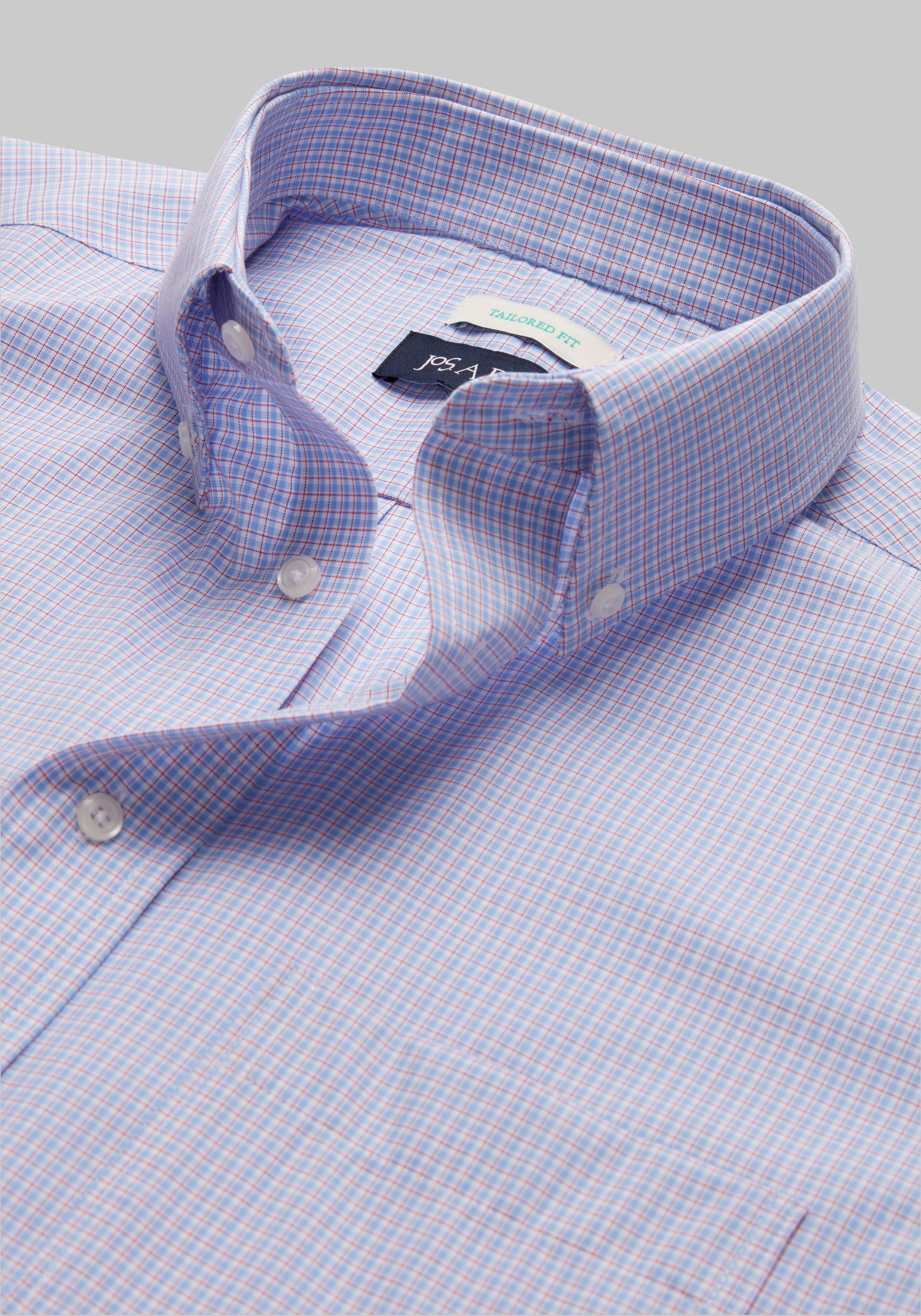 Jos. A. Bank Tailored Fit Button-Down Collar Plaid Dress Shirt