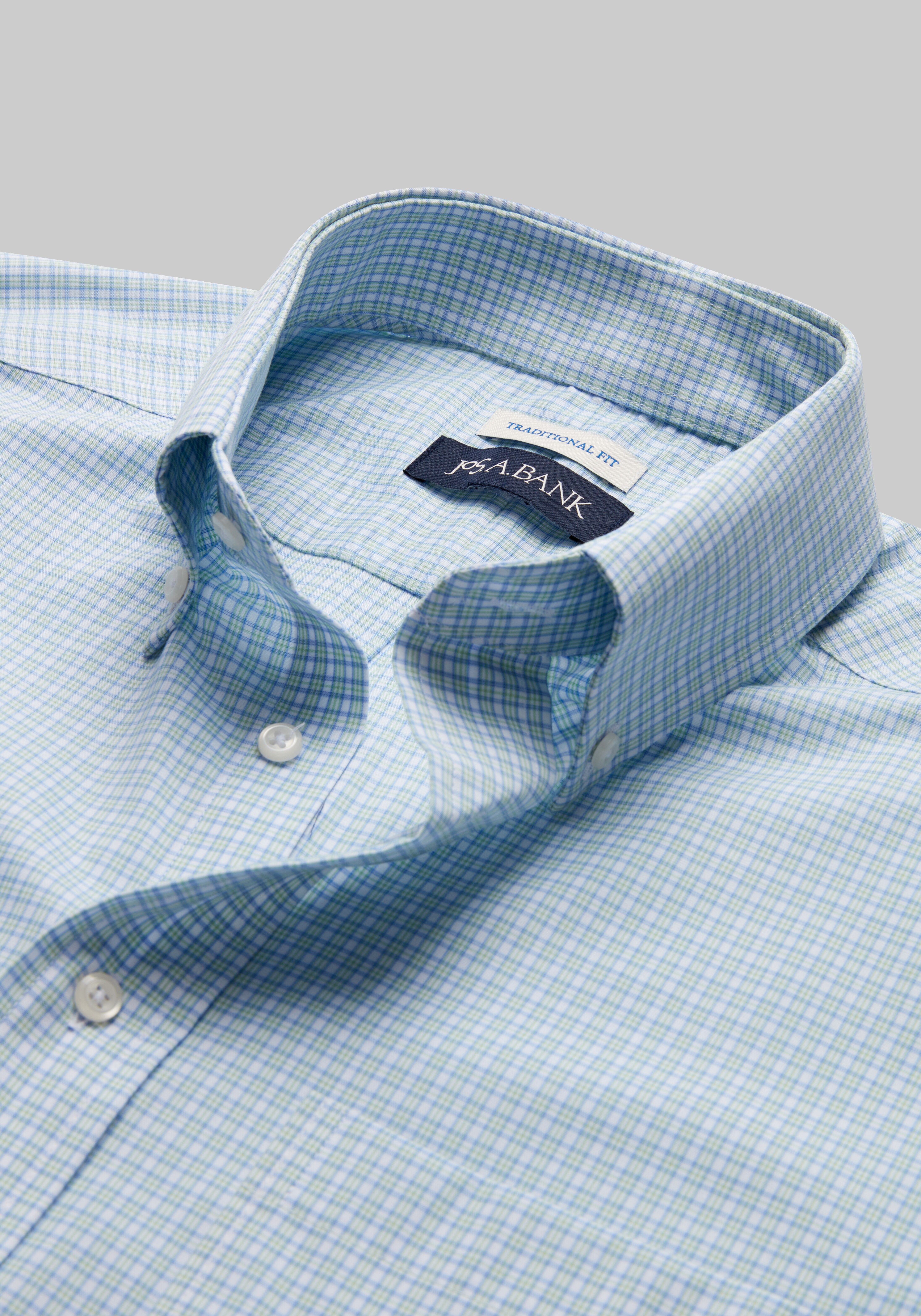 Jos. A. Bank Traditional Fit Button-Down Collar Plaid Dress Shirt