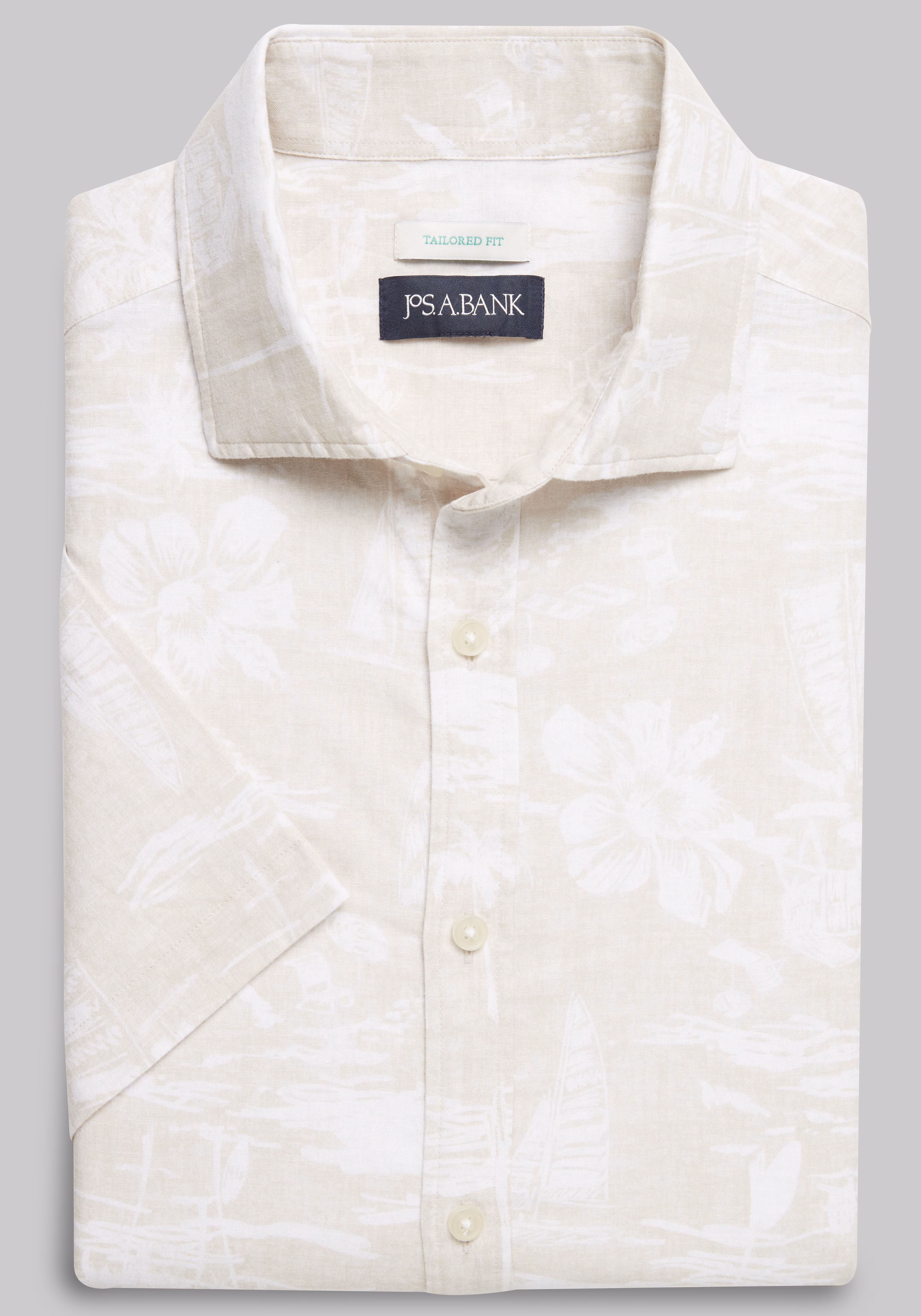 Jos. A. Bank Tailored Fit Tropical Short-Sleeve Sportshirt