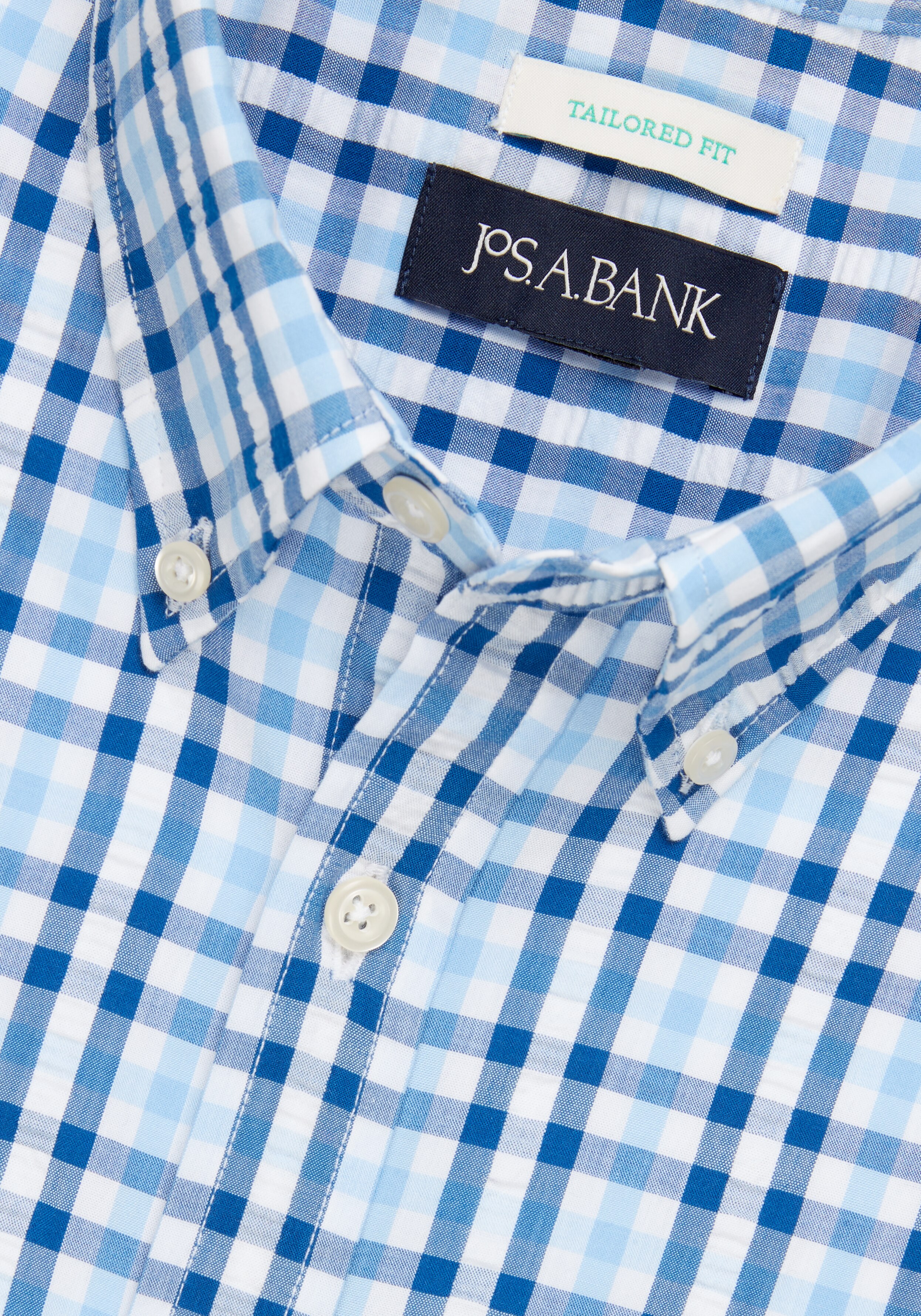 Jos. A. Bank Comfort Stretch Tailored Fit Check Short Sleeve Sportshirt - Big & Tall