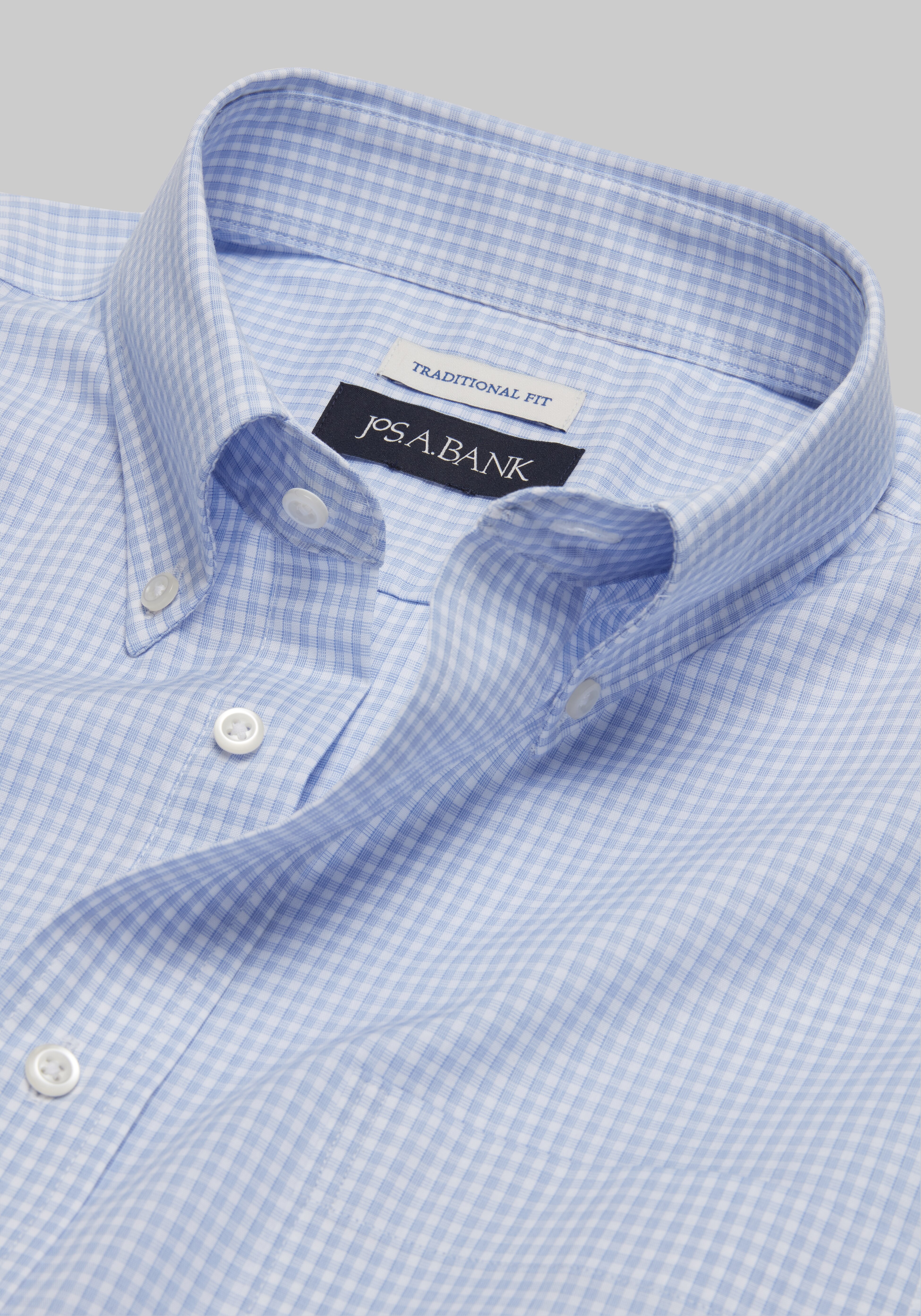 Jos. A. Bank Traditional Fit Button-Down Collar Mini Double Grid Dress Shirt - Big & Tall