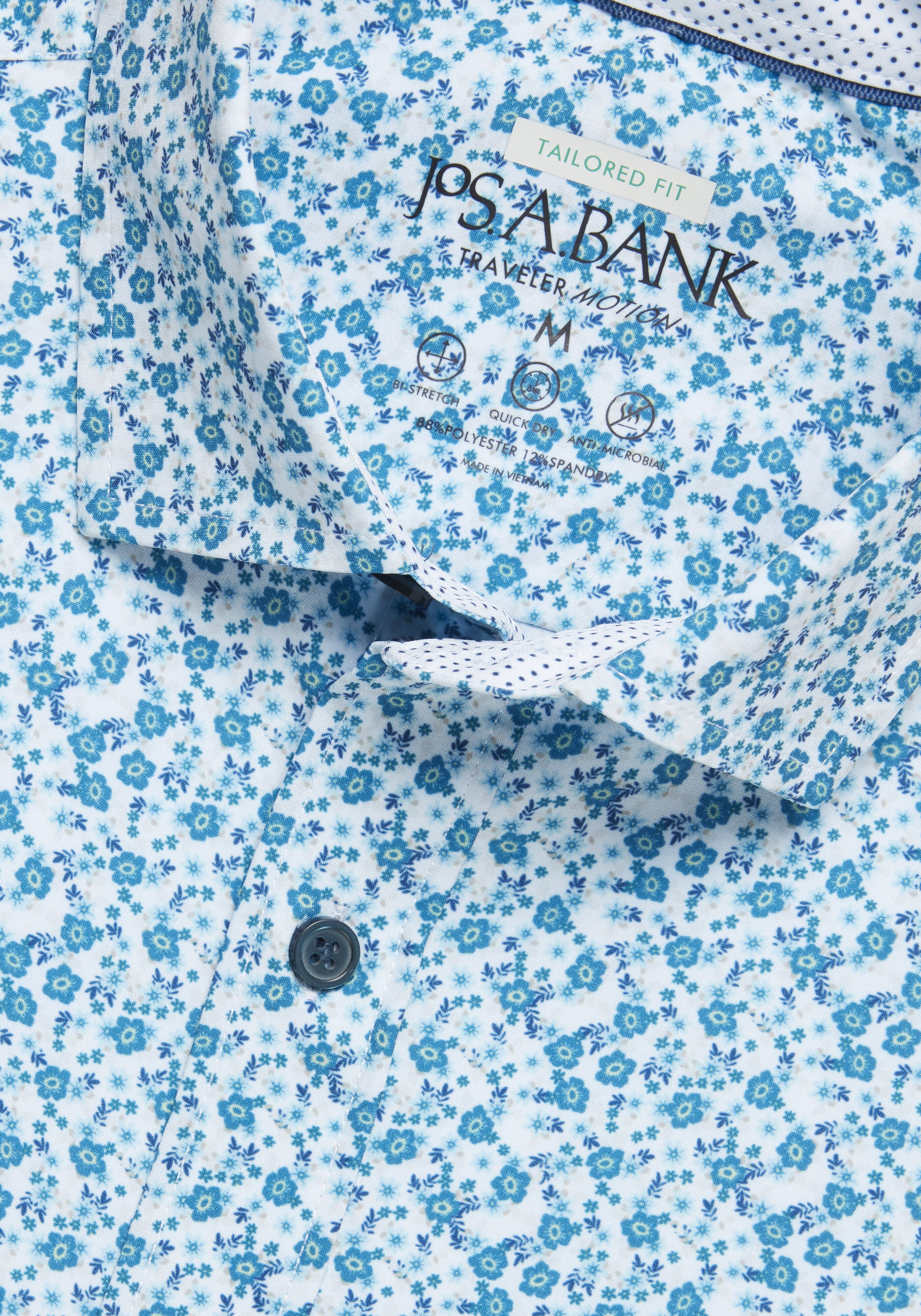 Traveler Motion Tailored Fit 4-Way Stretch Mini Floral Sportshirt - Big & Tall