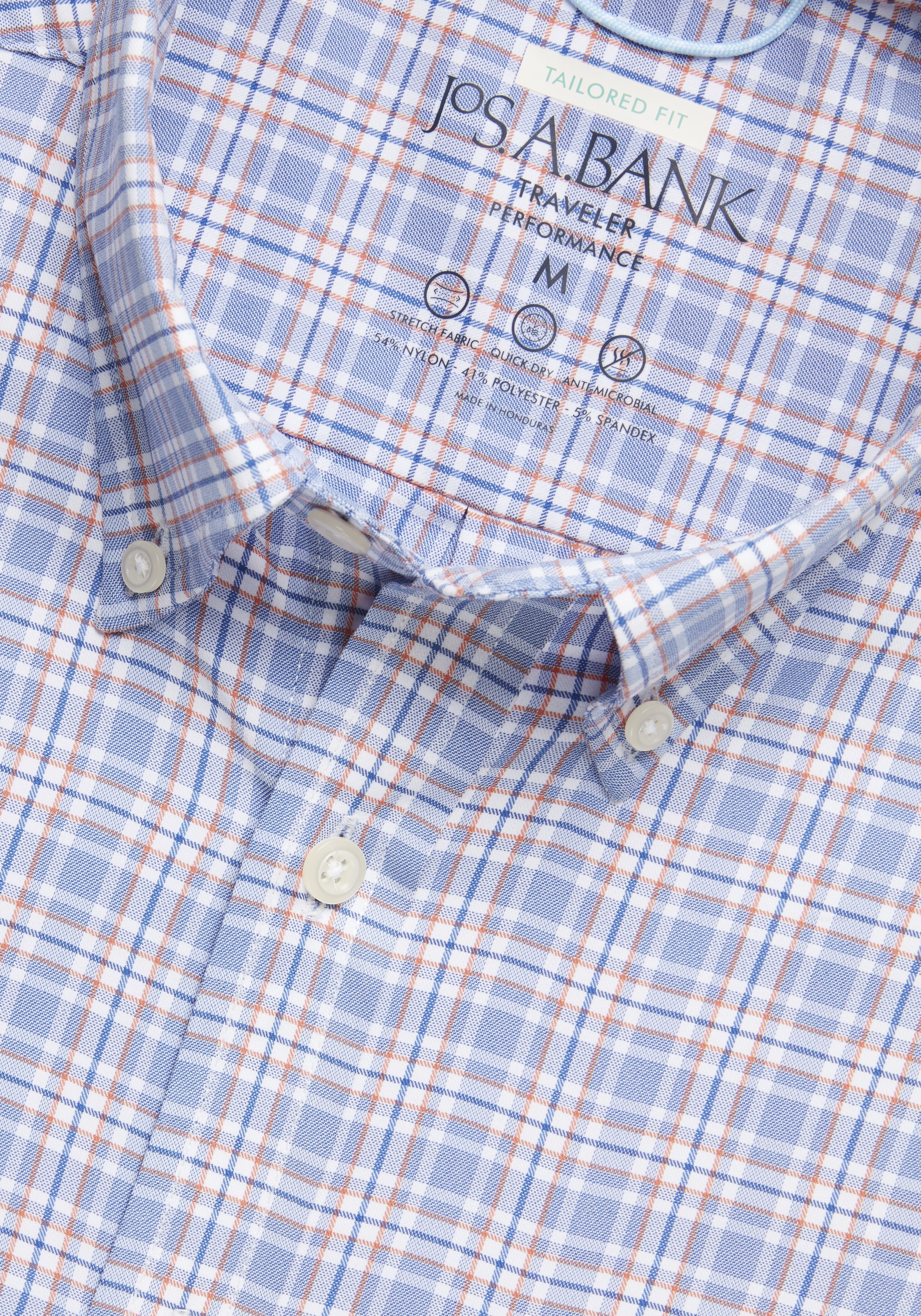 Traveler Performance Tailored Fit Plaid 4 Way Stretch Long Sleeve Sportshirt - Big & Tall