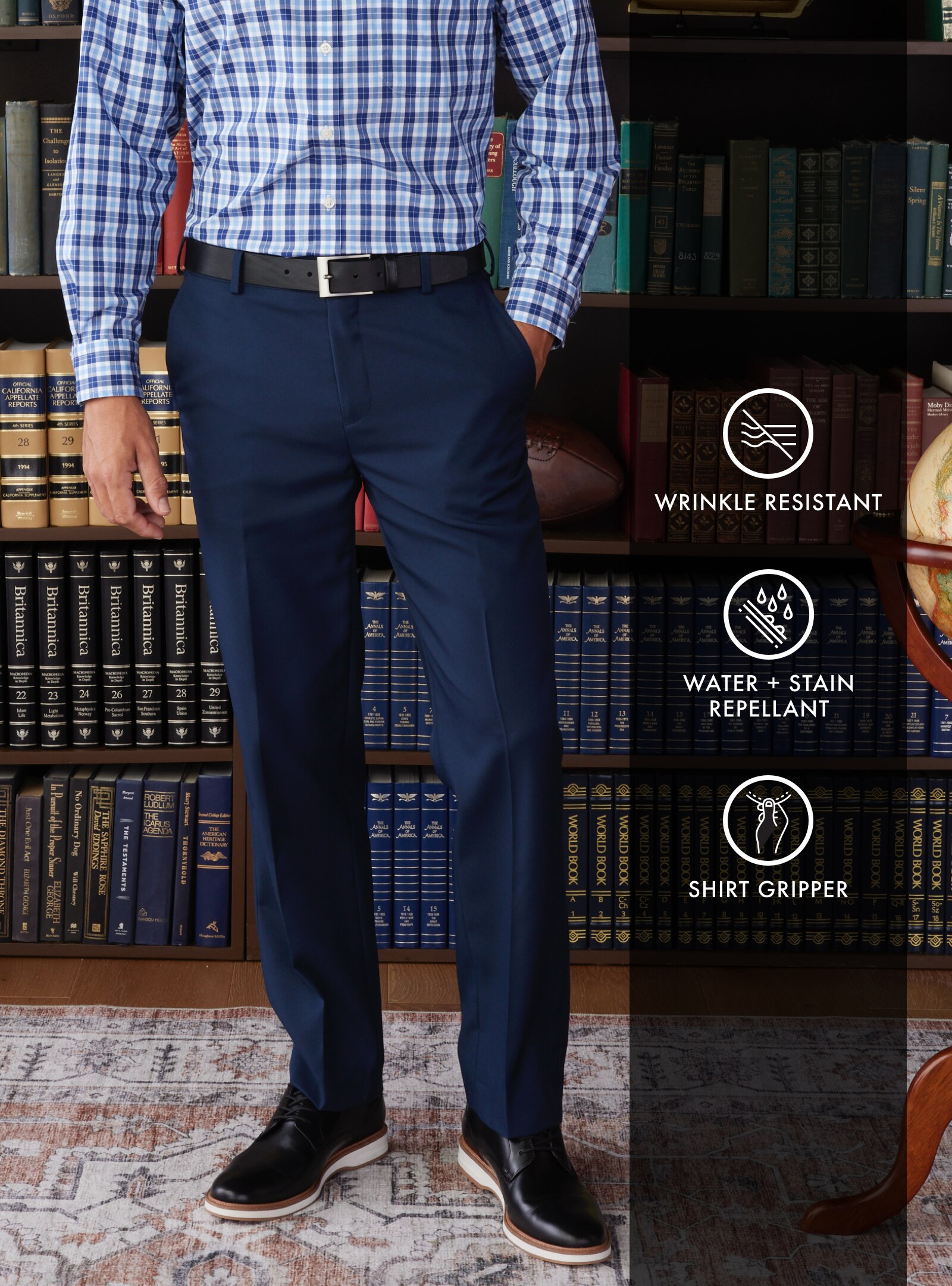 Traveler Performance Traditional Fit Slider Waistband Pleated Chinos - Big & Tall