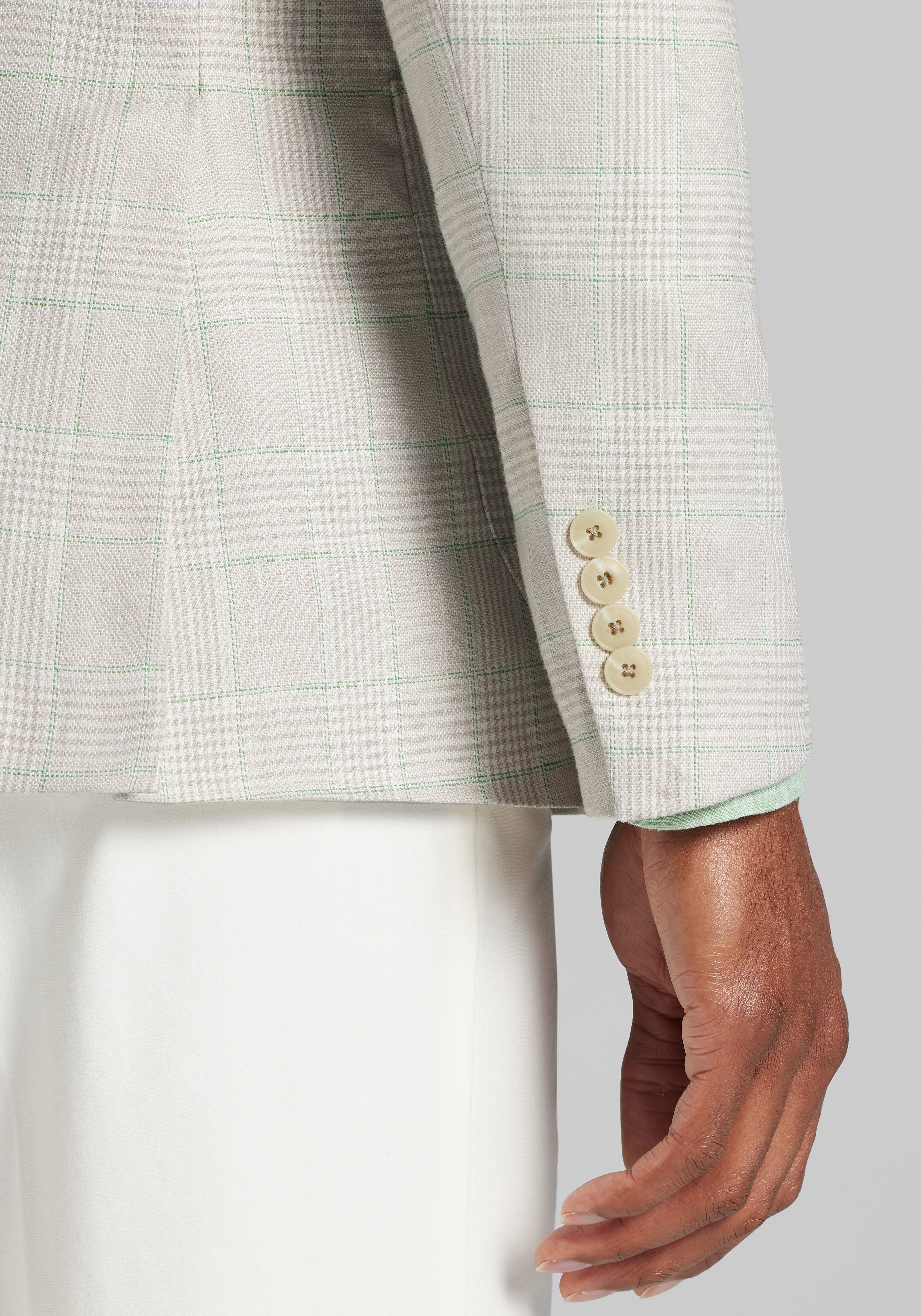 Jos. A. Bank Comfort Stretch Slim Fit Plaid Linen Blend Sportcoat