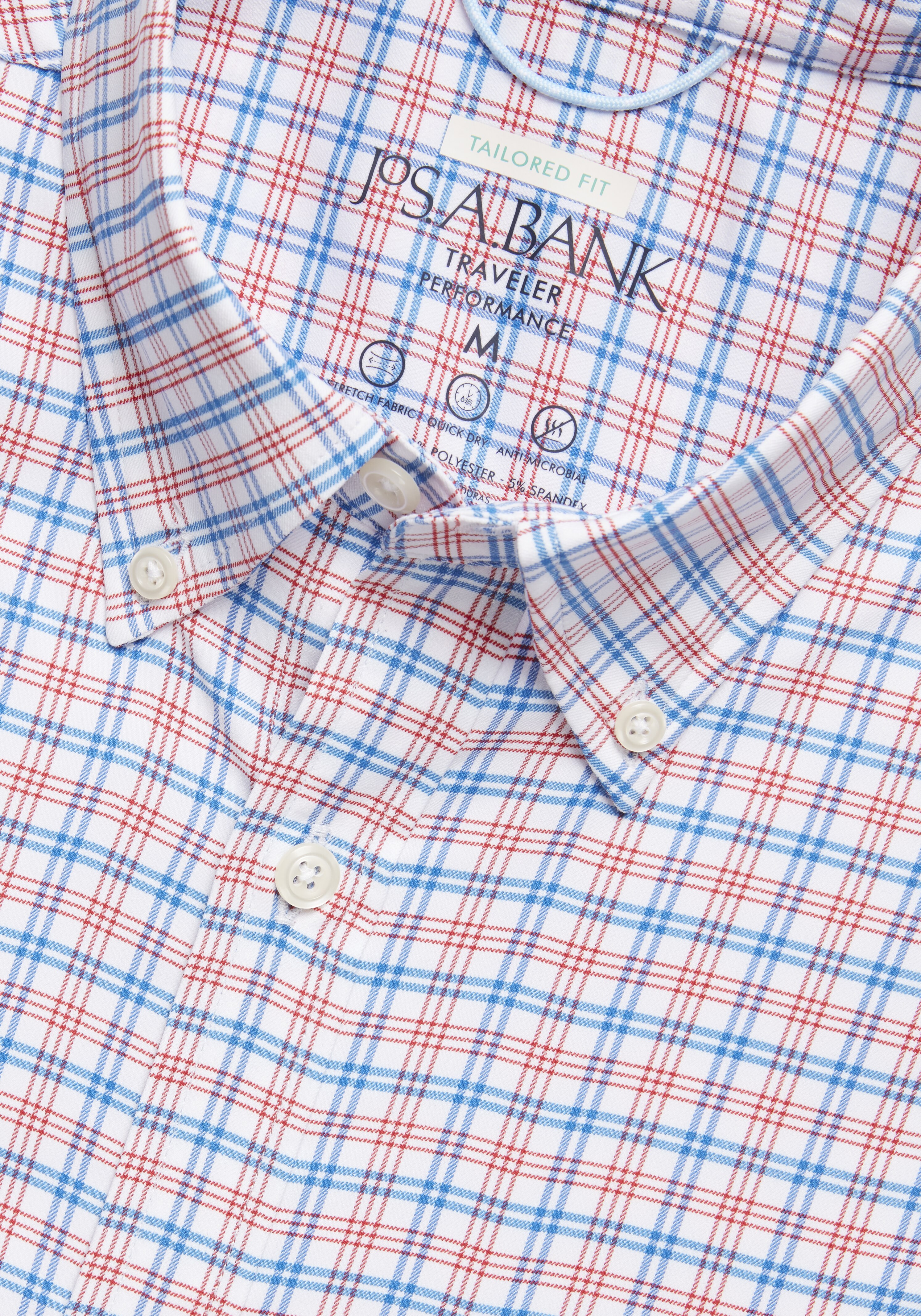 Traveler Performance Tailored Fit Plaid 4 Way Stretch Long Sleeve Sportshirt