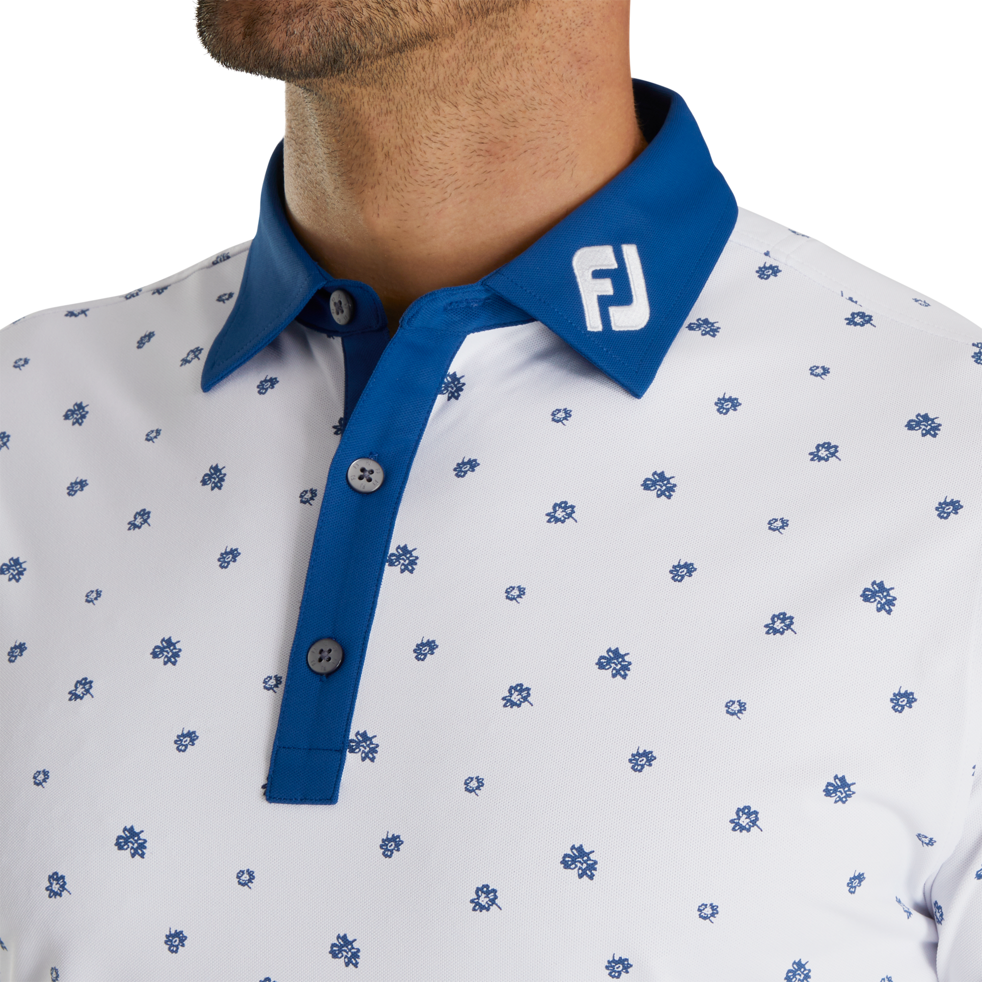 Scattered Floral Stretch Pique Self Collar - FJ Tour Collar-Previous Season Style