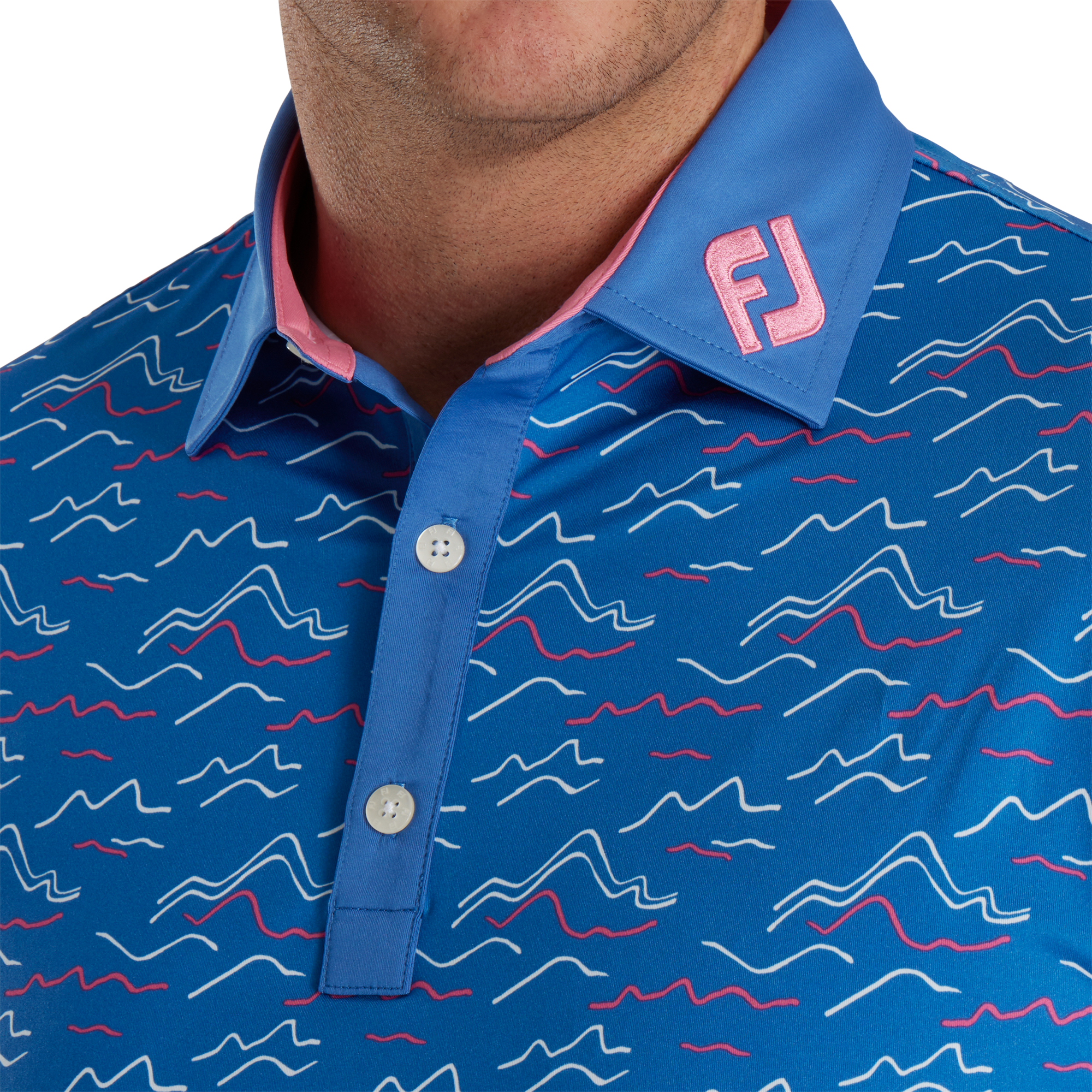 Wave Print Lisle Self Collar - FJ Tour Collar-Previous Season Style