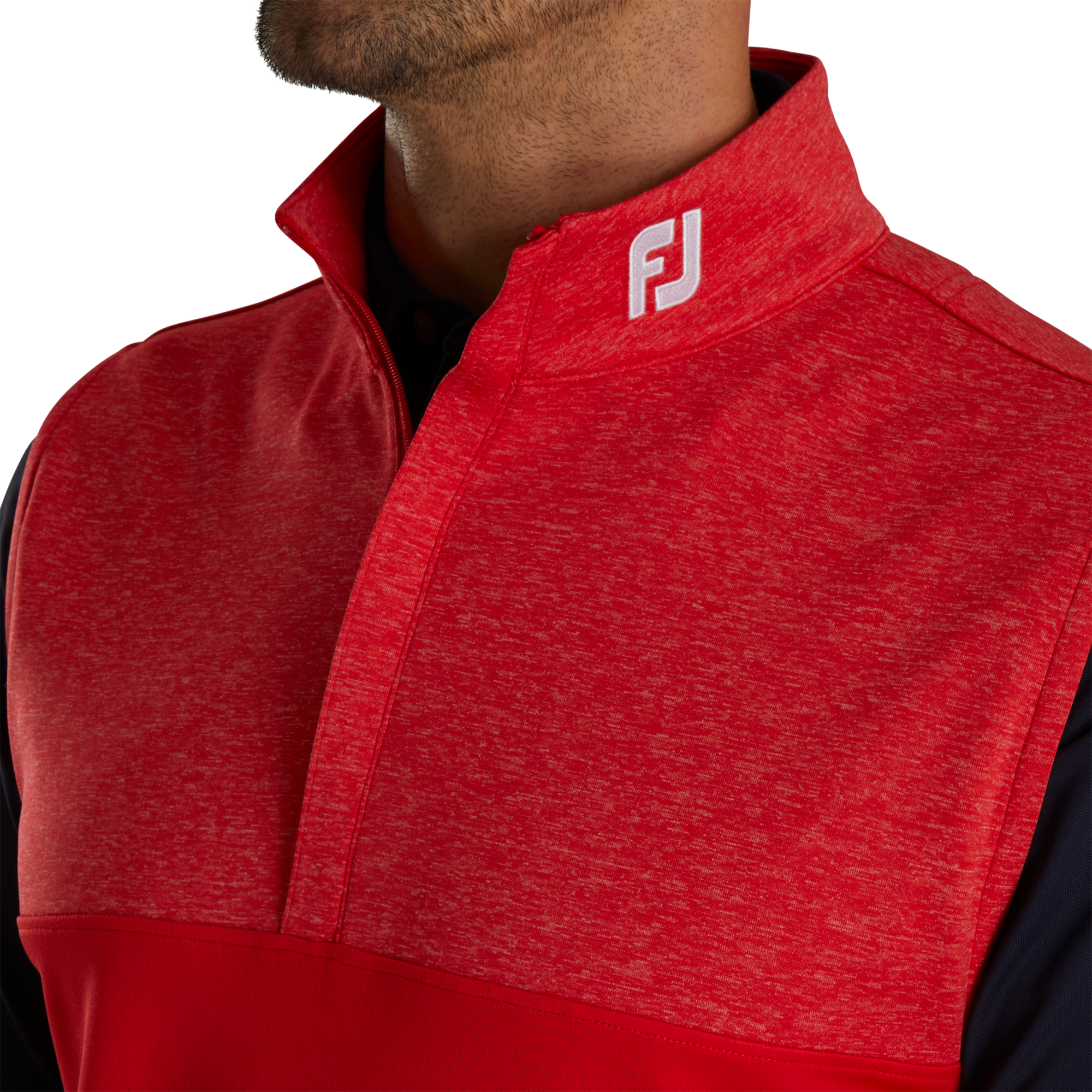 Heather Yoke Half-Zip Vest - FJ Tour Collar