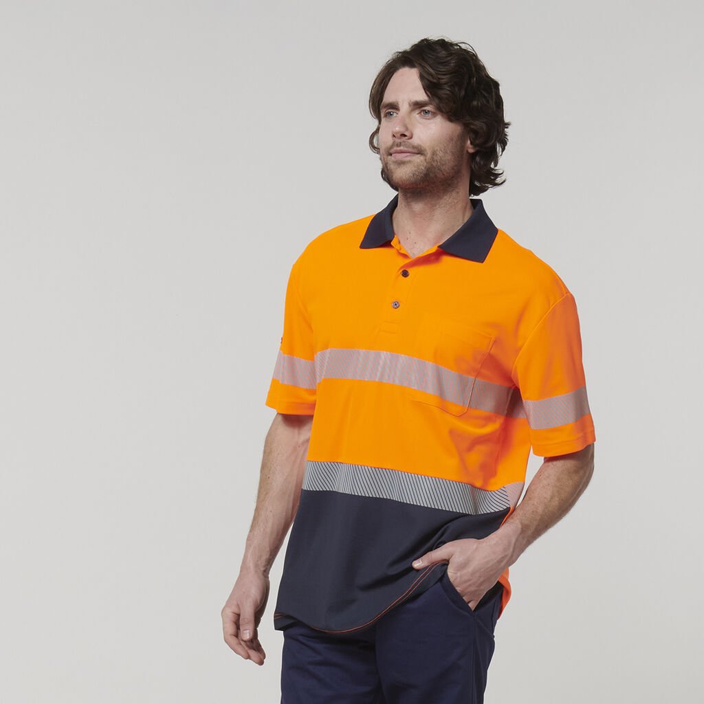 Mens Short Sleeve Hi Vis Taped Polo