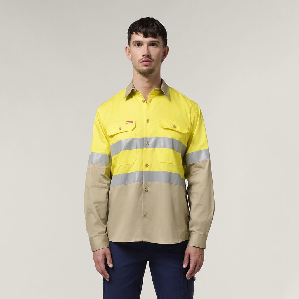Core Hi-Vis Long Sleeve 2 Tone Taped Vented Cotton Shirt