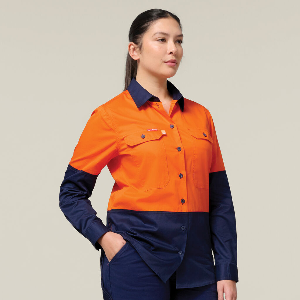 Womens Long Sleeve Hi Vis 2 Tone Vented Shirt