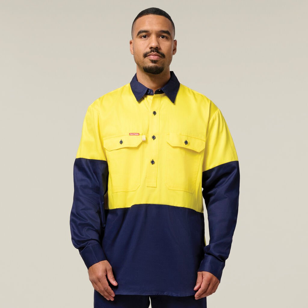 Hi-Vis 2 Tone Closed Front Long Sleeve Shirt with Gusset