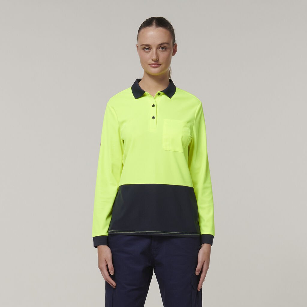 Womens Long Sleeve Hi Vis Polo