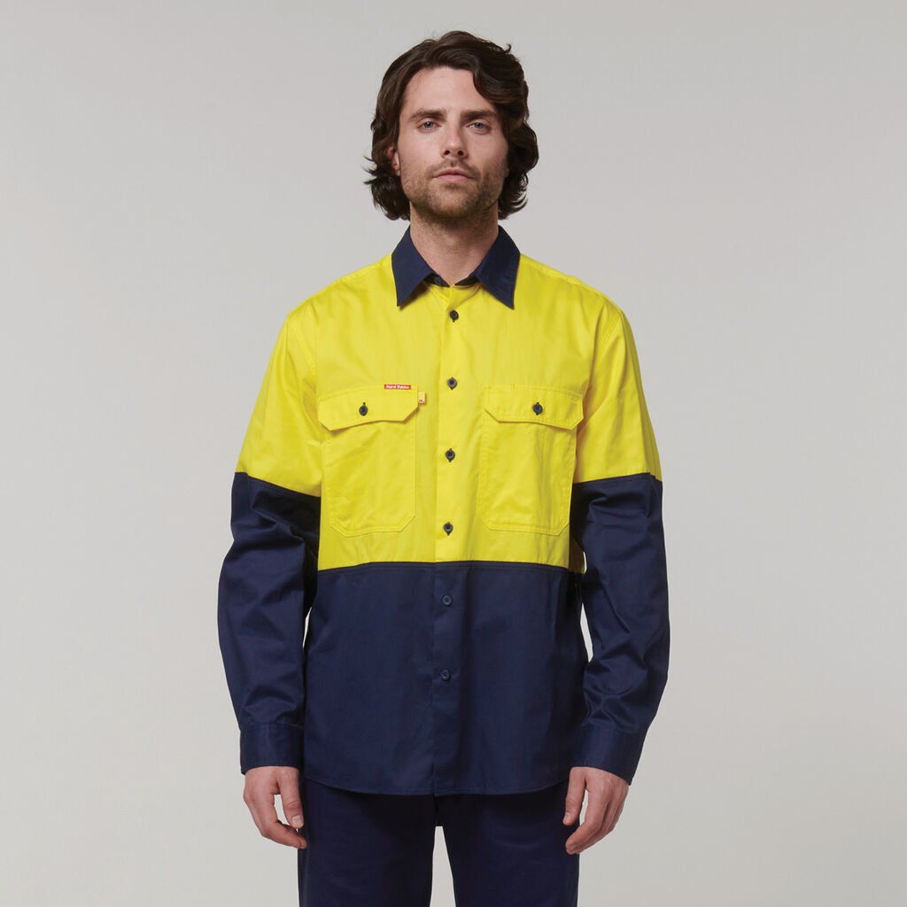 Core Hi-Vis Long Sleeve 2 Tone Vented Cotton Shirt