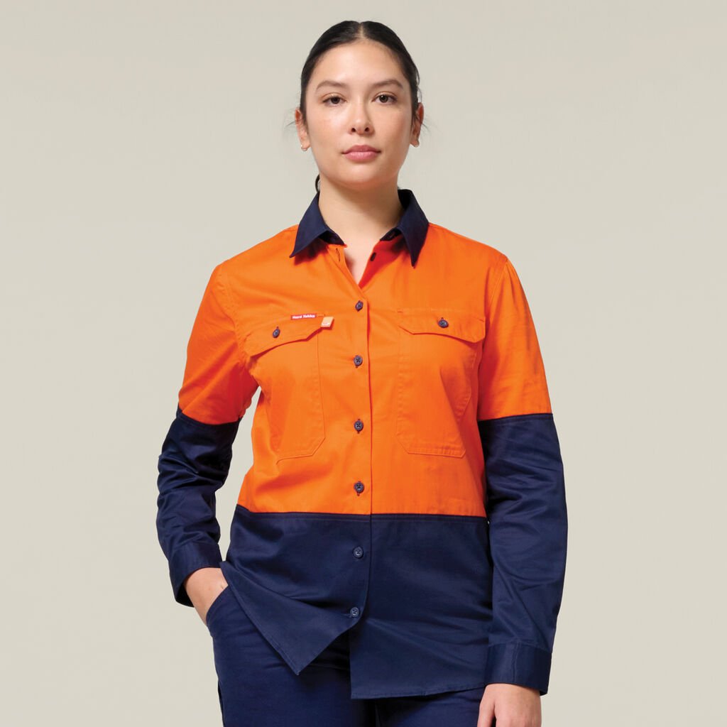 Womens Long Sleeve Hi Vis 2 Tone Vented Shirt