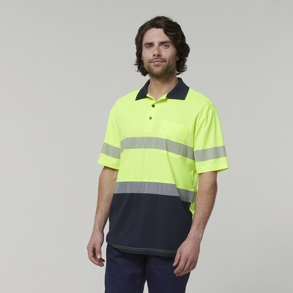 Mens Short Sleeve Hi Vis Taped Polo