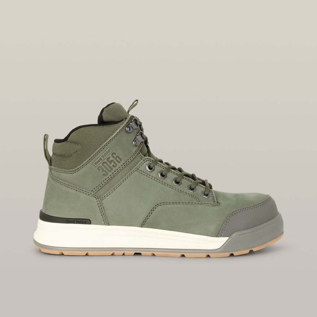 3056 Lace Up & Side Zip Steel Toe Safety Boot - Olive