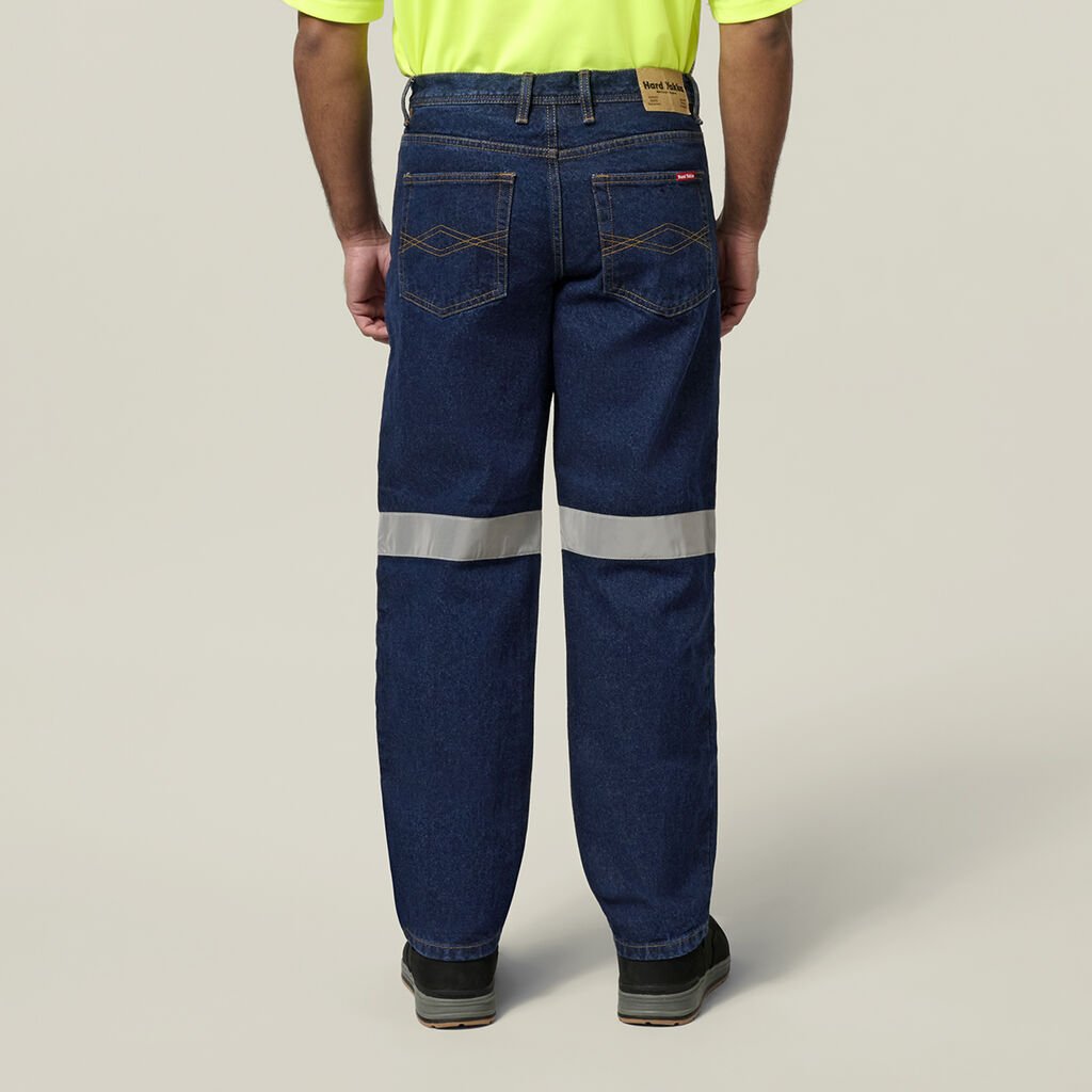 Enzyme Washed Straight Leg Taped Denim Jeans