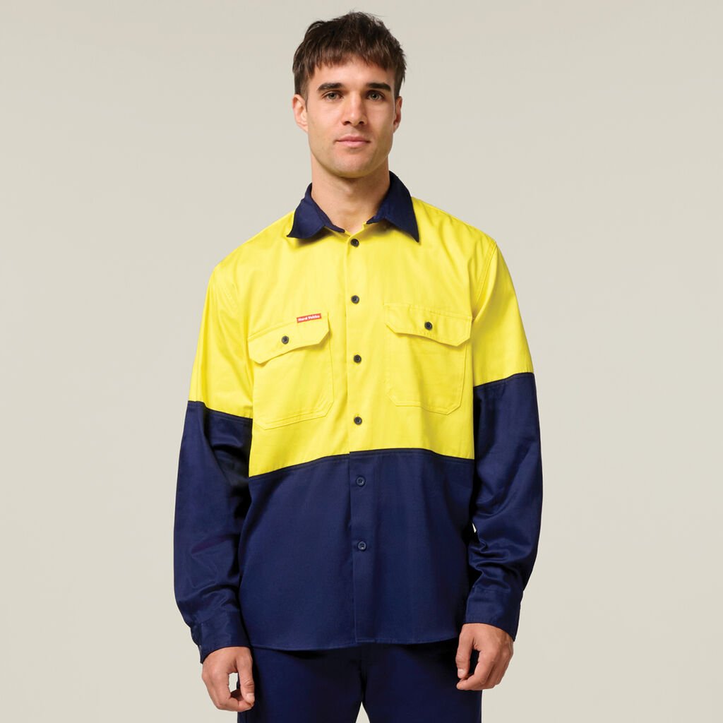Core Hi-Vis Long Sleeve Heavyweight Cotton Drill Shirt