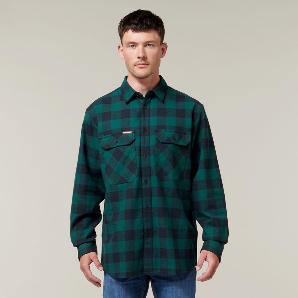 Long Sleeve Check Flannel Cotton Work Shirt