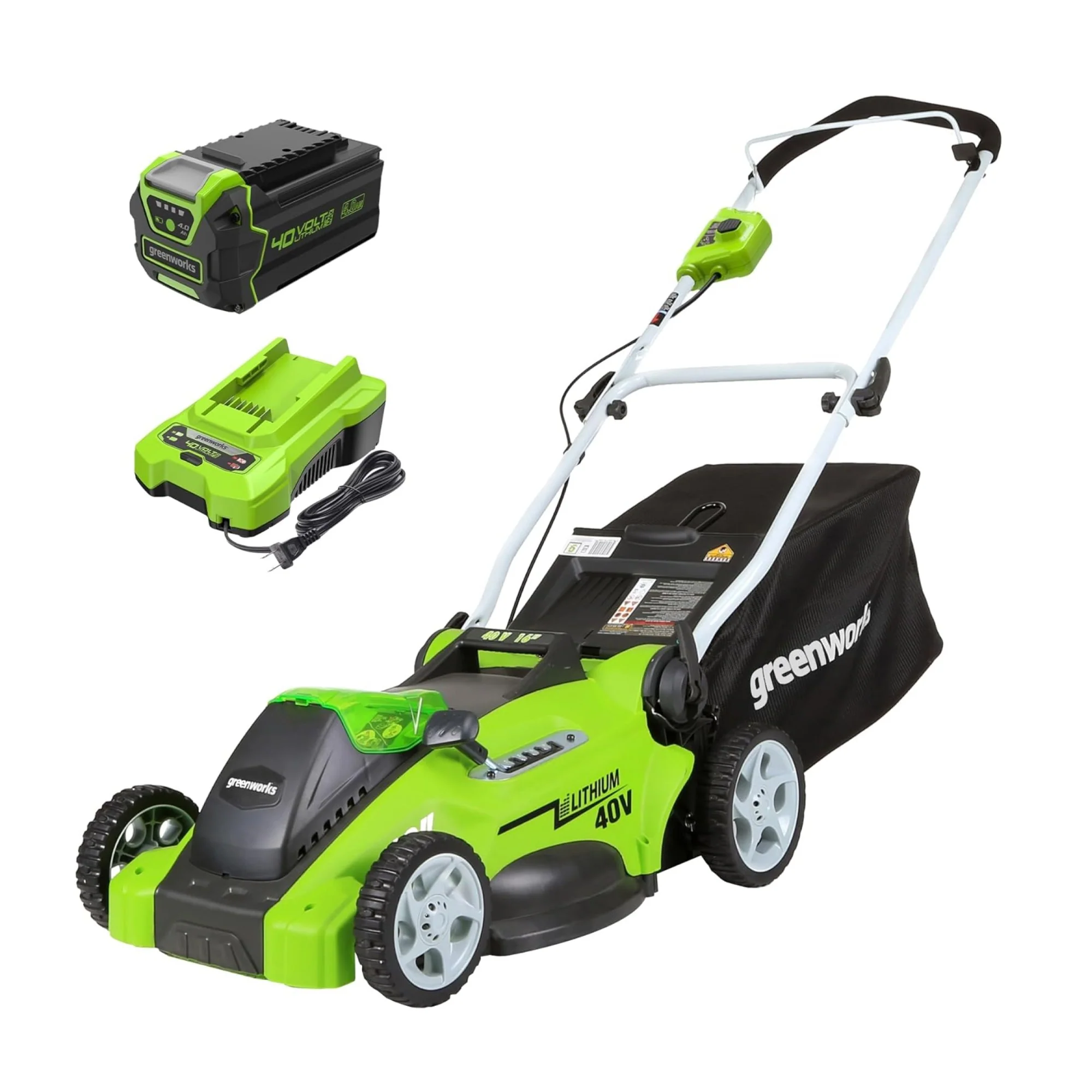 40V 16 Cordless Battery Push Lawn Mower w/ 4.0Ah Battery & Charger