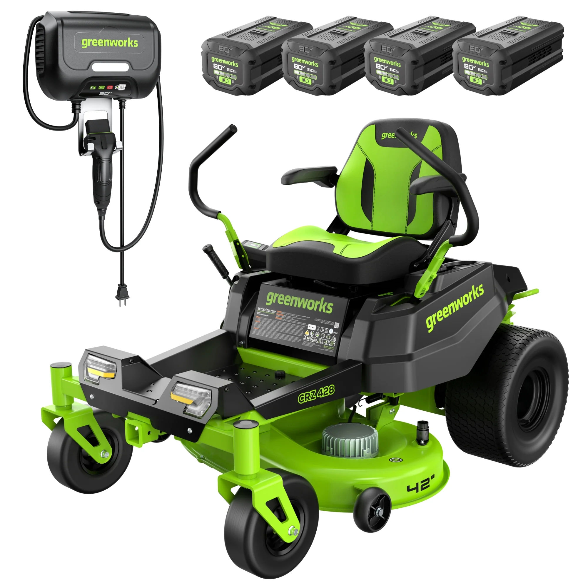 80V 42 Cordless Battery CrossoverZ Zero Turn Lawn Mower w/ (4) 5Ah Batteries & 600W Wall Charger