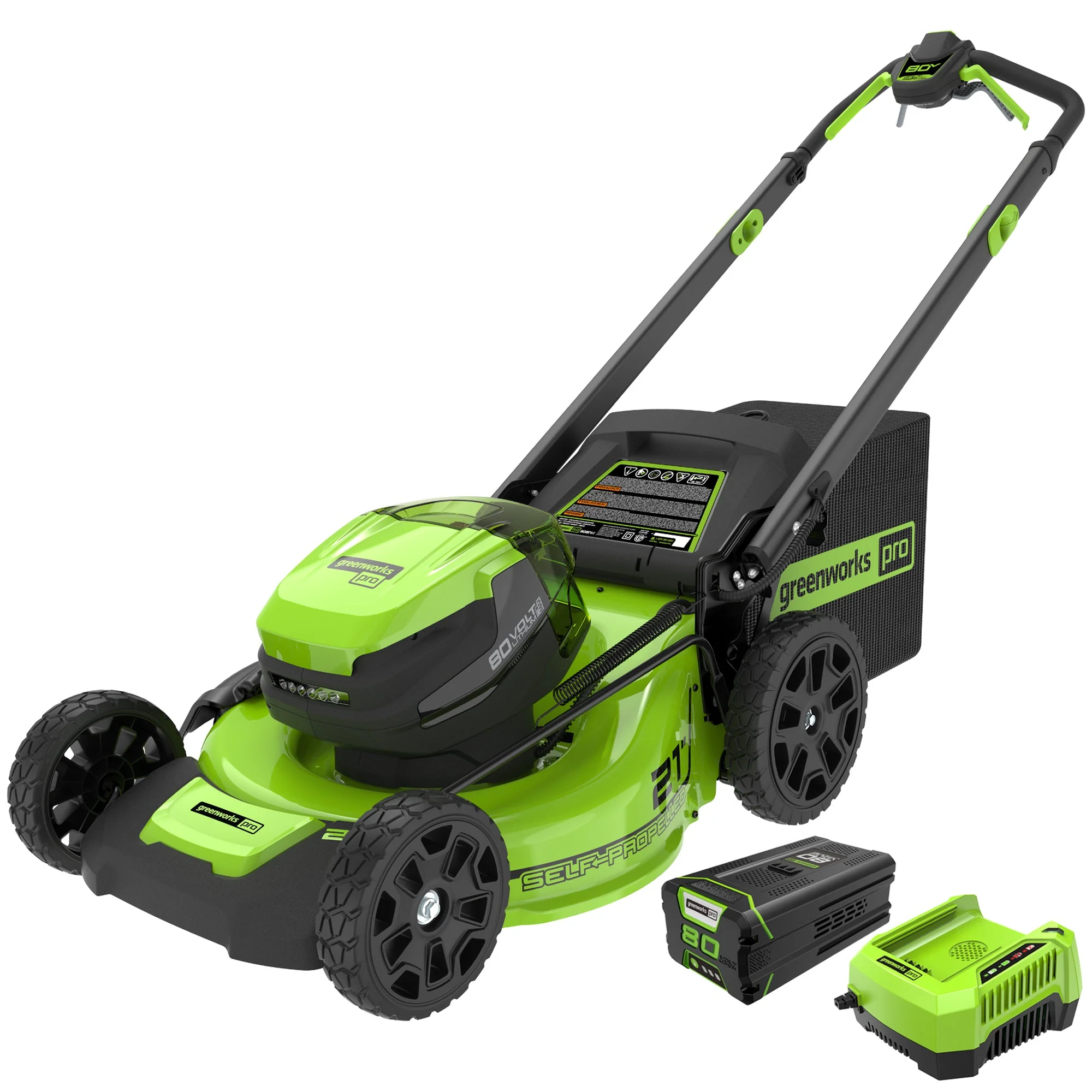 RENEWED 80V 21 Cordless Battery 4-in-1 Self-Propelled Lawn Mower w/ 4.0Ah, 2.0Ah Battery & Rapid Charger